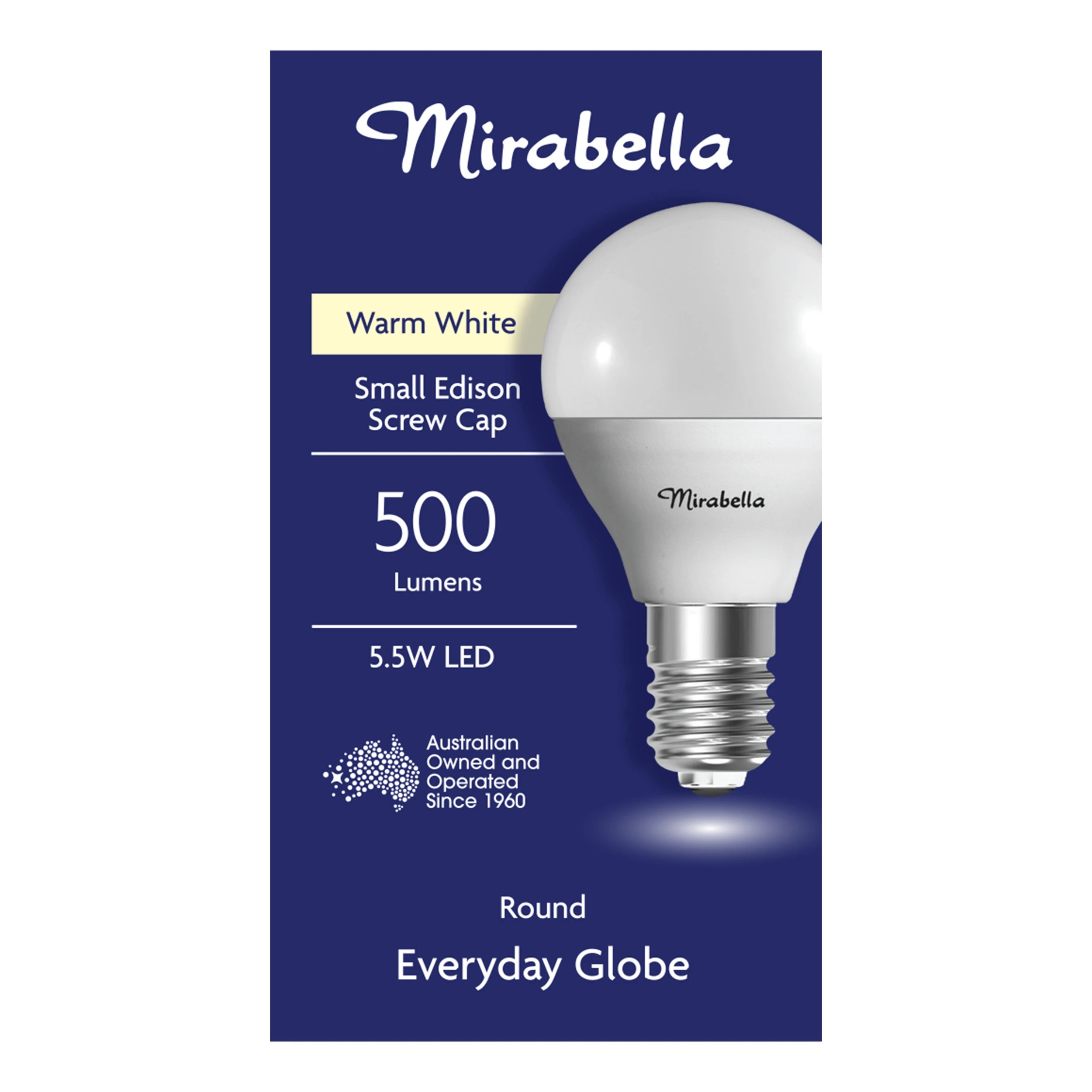 1 Mirabella LED Fancy Round SES 5.5W 2700K Warm White Everyday Globe Bulb, 1 of 6