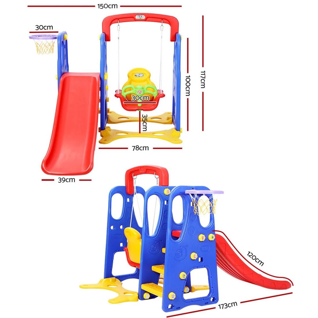 2 Keezi Kids Slide Swing Set Basketball Hoop Outdoor Playground Toys 120cm
 - multi, 2 of 7