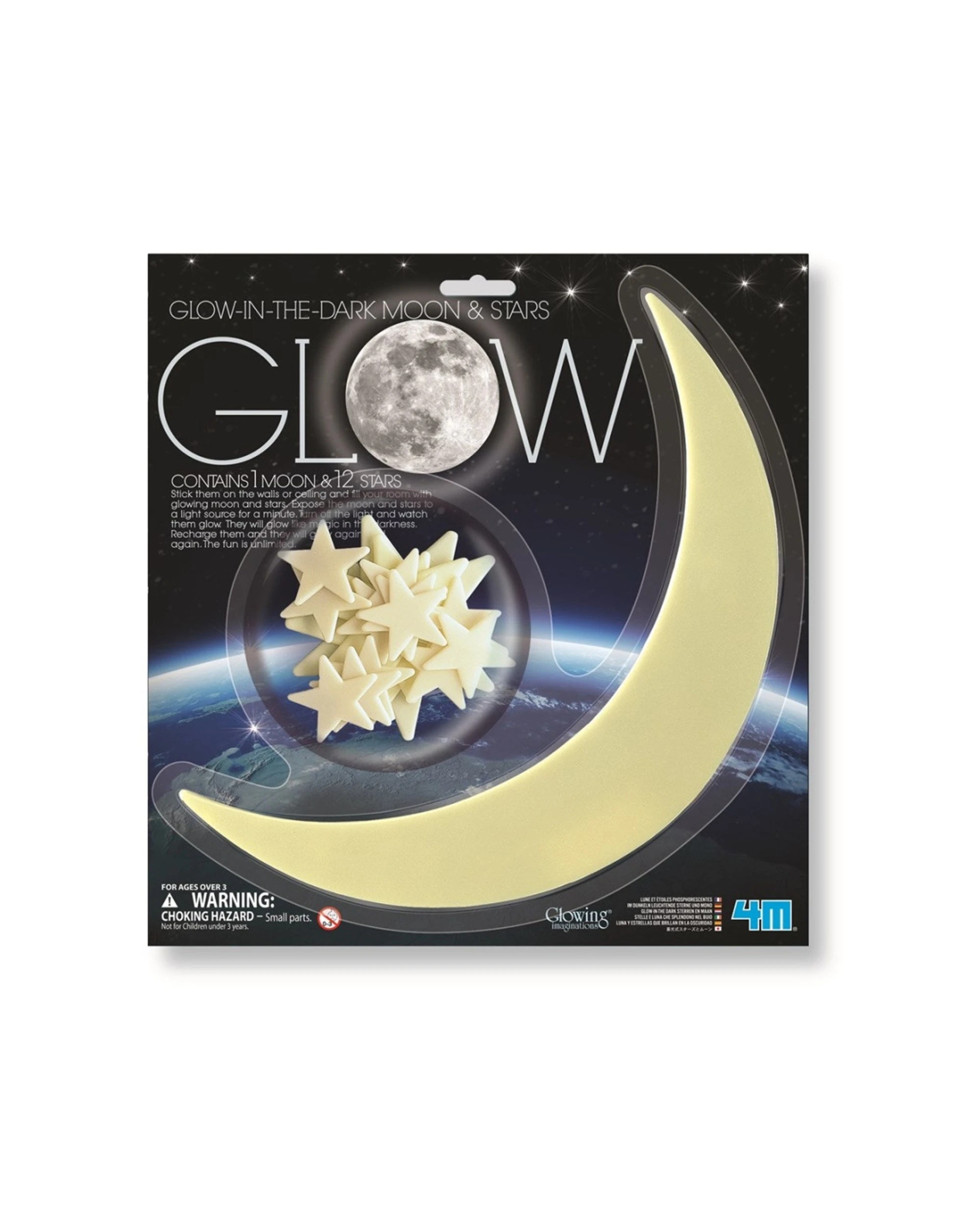 1 4M Glow in The Dark Moon & Stars With Adhesive Tape Wall Ceiling Kids Toy, 1 of 1