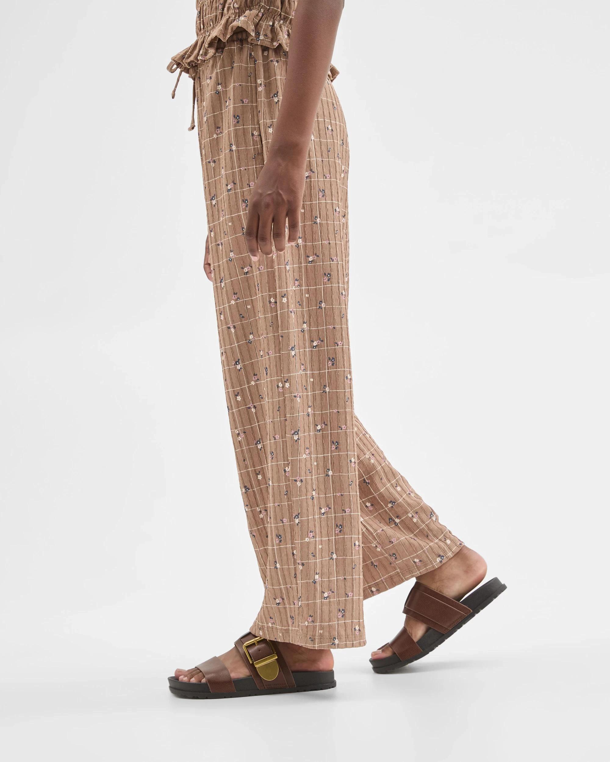 5 Target Kids Wide Leg Textured Pants BROWN CHECK, 5 of 7