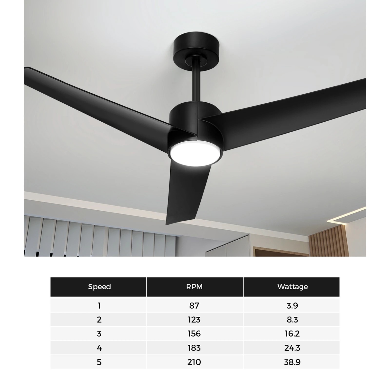 5 Vevare 132cm DC Ceiling Fan with LED Light 5 Speed, 5 of 10