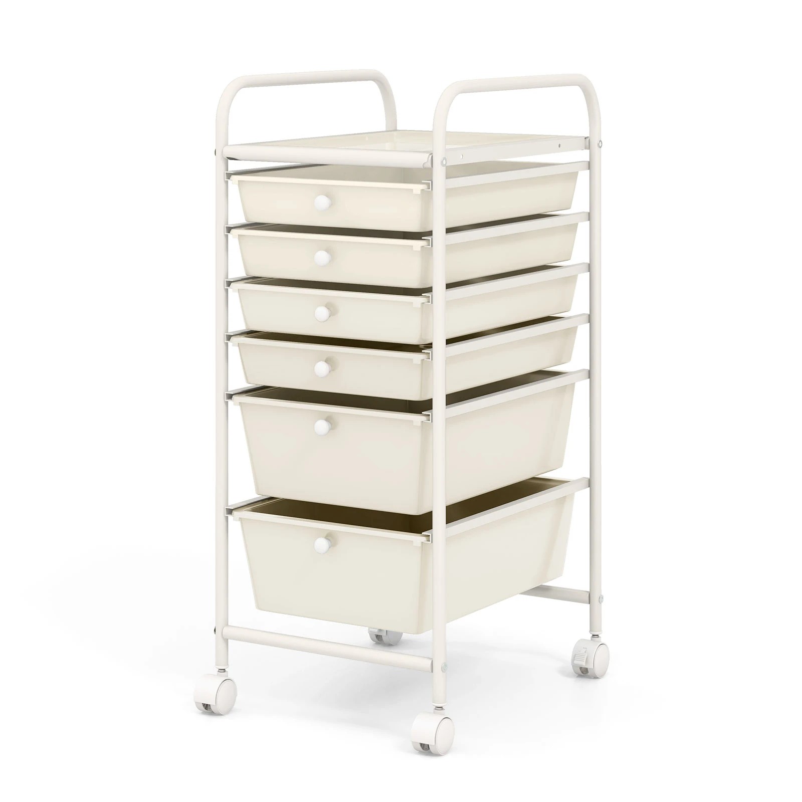 1 Costway 6 Drawers Rolling Storage Cart Mobile Utility Trolley - White, 1 of 7