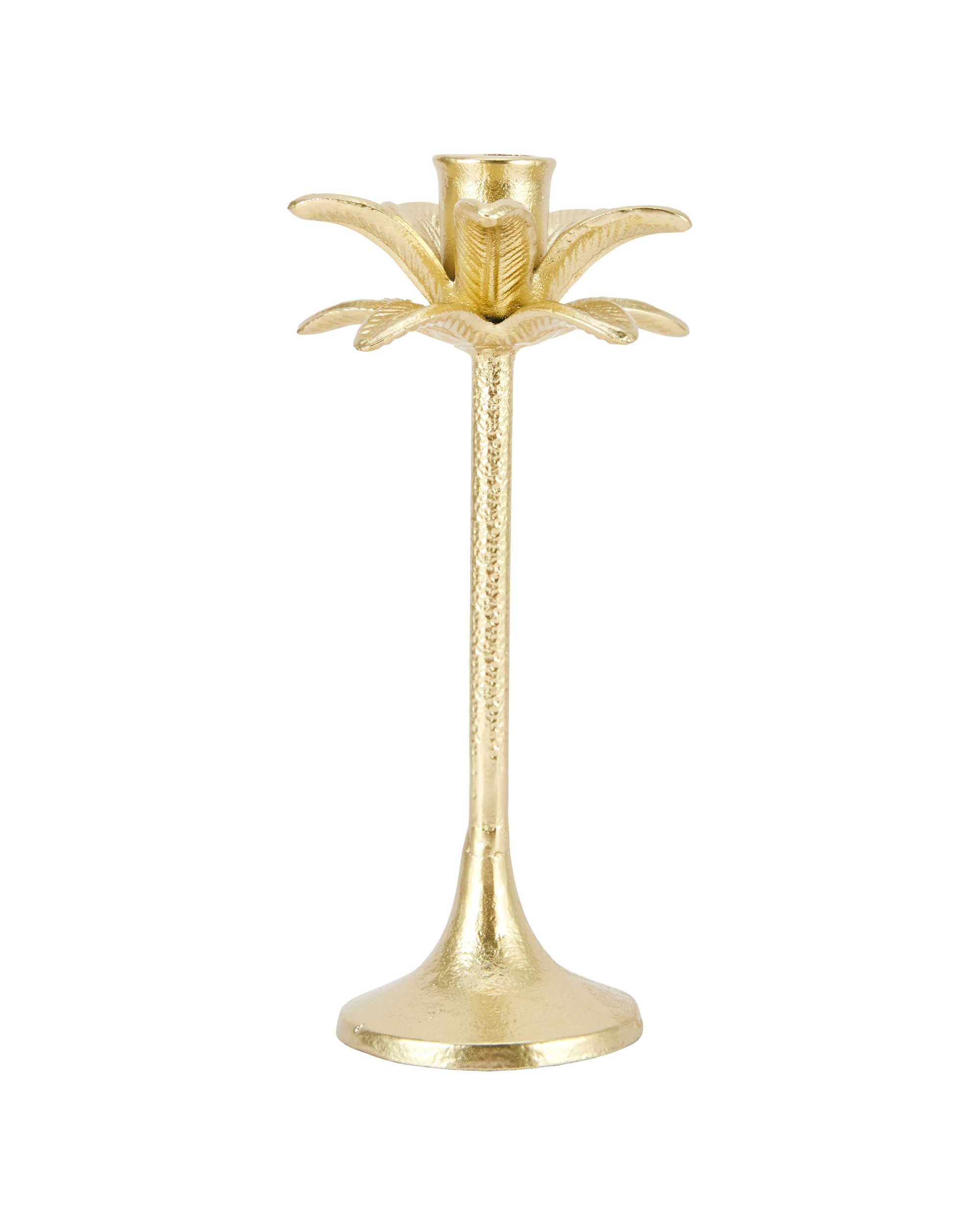 1 Brass Look Palm Taper Candle Holder, 1 of 5