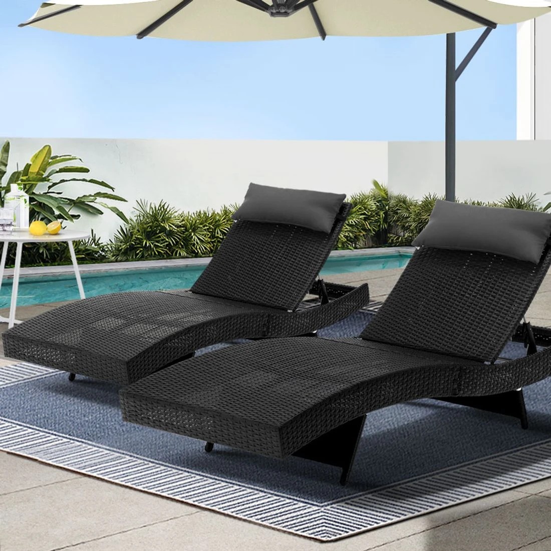 3 Gardeon 2PC Sun Lounge - Black, 3 of 8