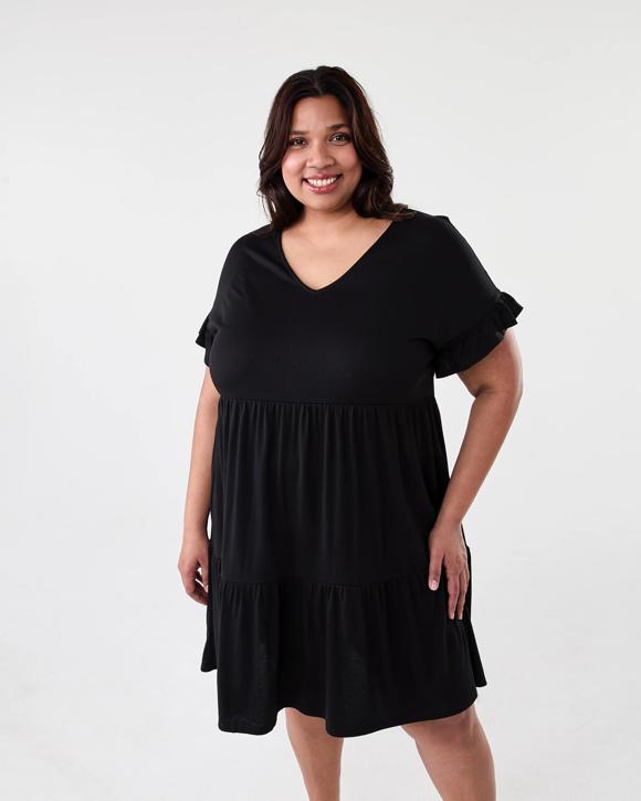 Milky frill mini dress Black AM1559 Black Slinky Frill Hem Micro