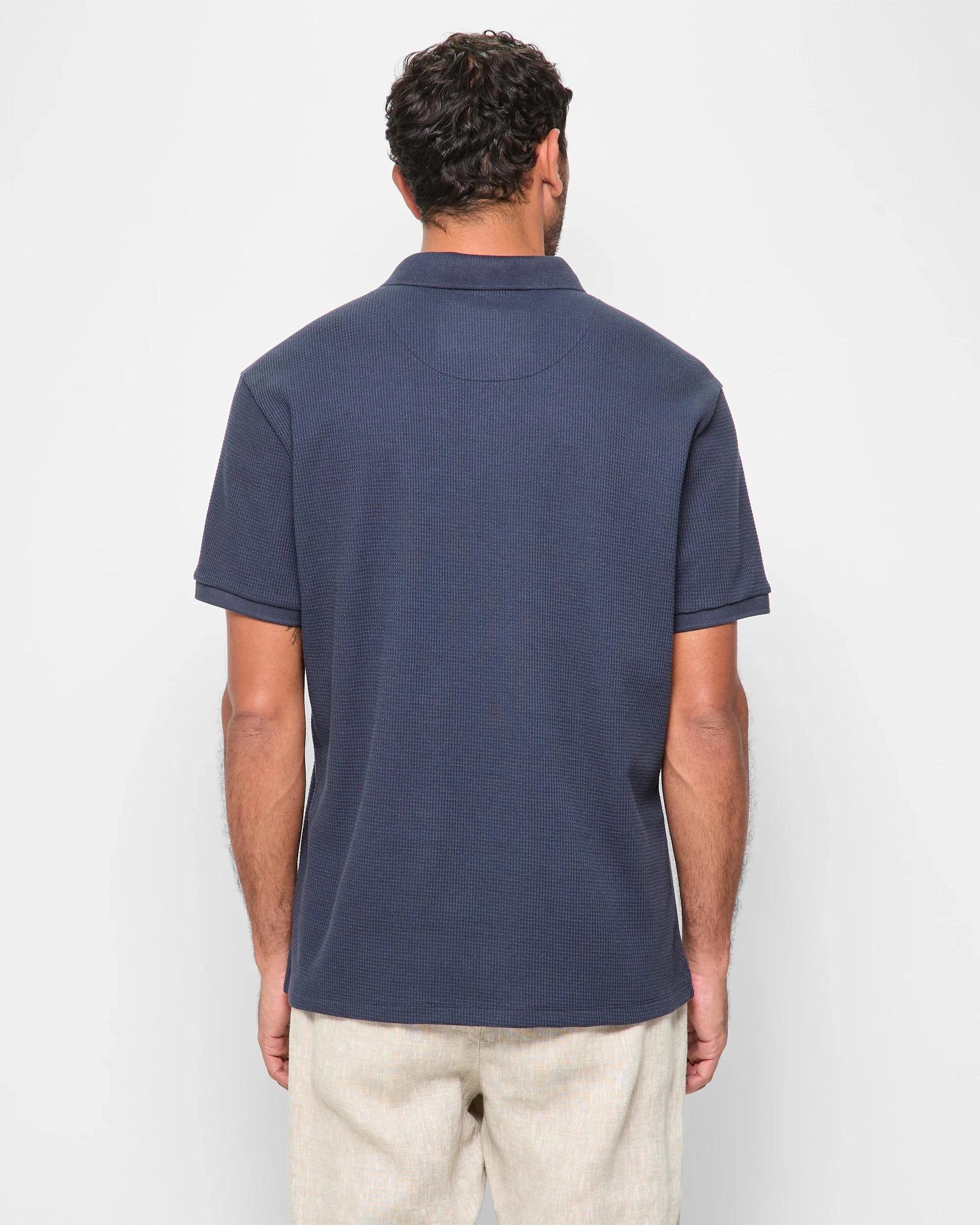 4 Target Australian Cotton Blend Waffle Polo T-Shirt DARK NAVY, 4 of 5