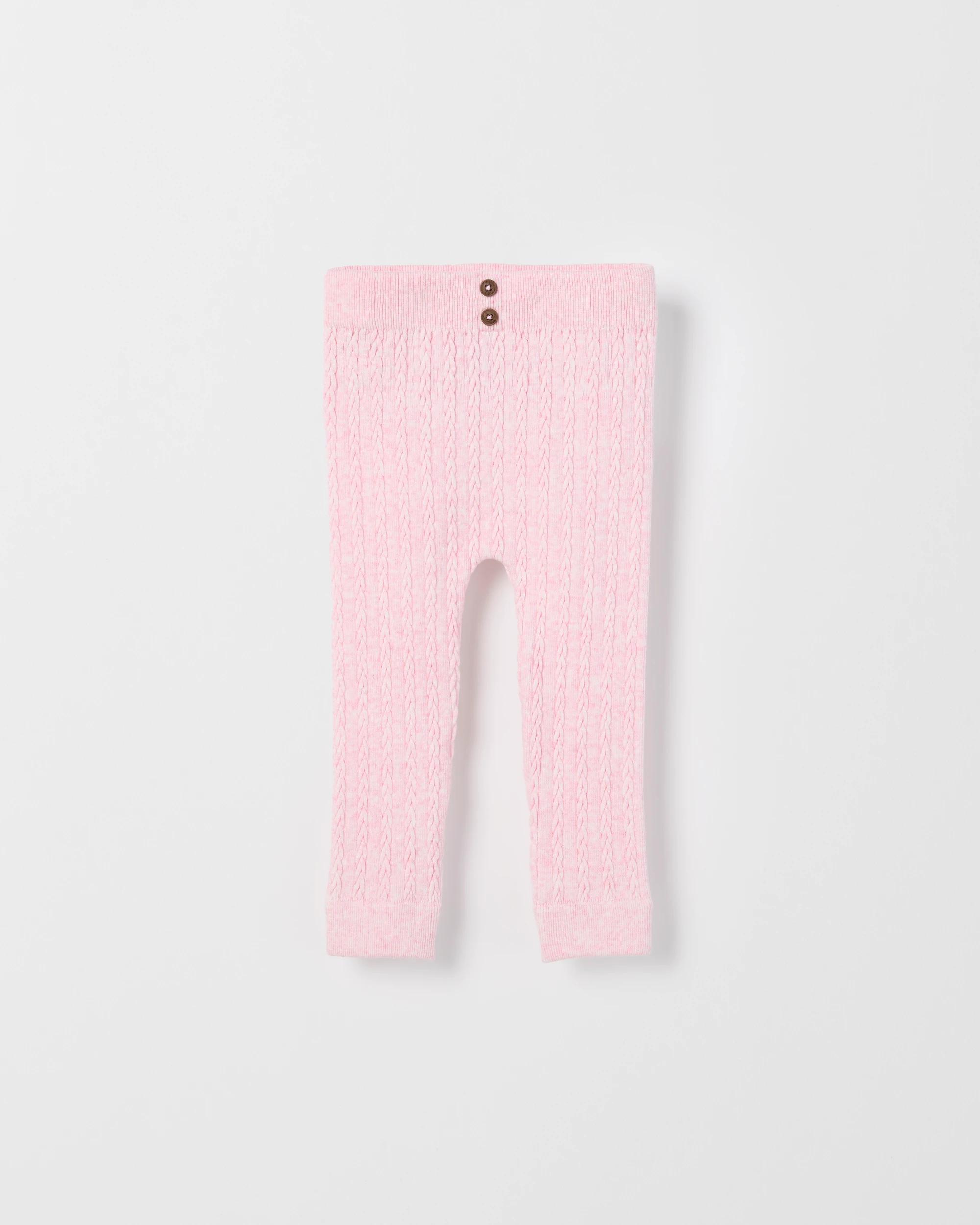 2 Target Baby Australian Cotton Blend Cable Knit Leggings PINK MARLE, 2 of 3