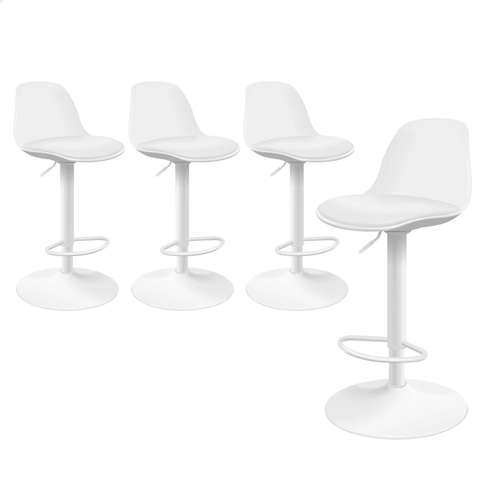 1 Alfordson 4x Bar Stools Kitchen Swivel Chair Leather Gas Lift Philip - White, 1 of 8