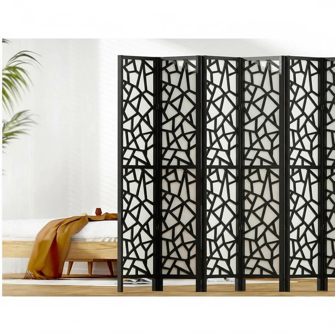 4 Artiss 8 Panel Room Divider Screen 325x170cm Clover - Black, 4 of 7