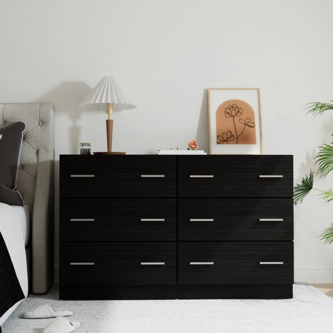1 Artiss 6 Chest of Drawers - Black, 1 of 8
