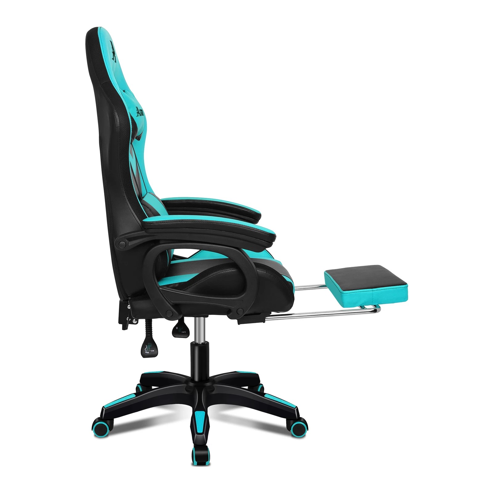 5 Alfordson Gaming Office Chair 12 RGB LED Massage Computer Seat Footrest - Cyan Black, 5 of 10