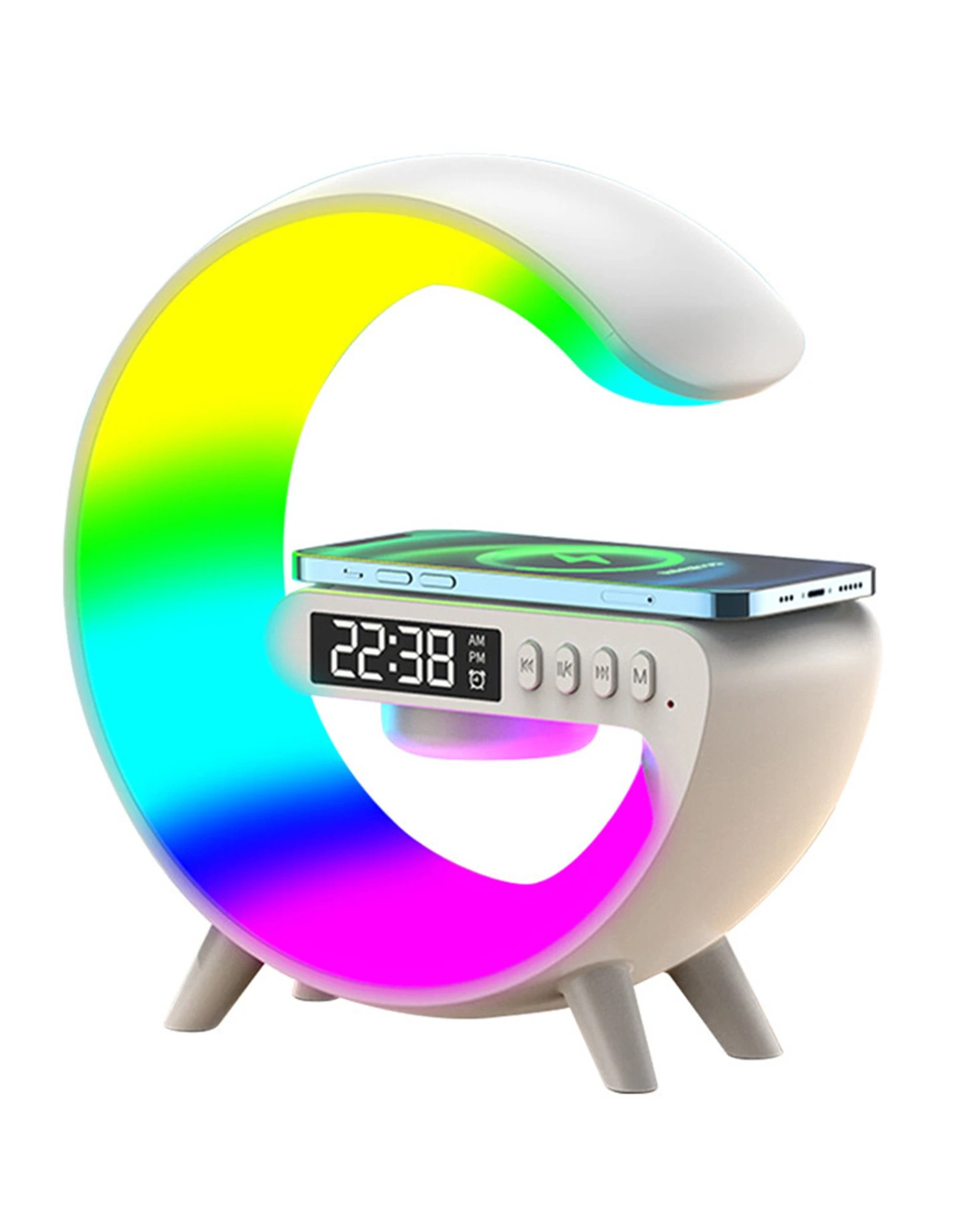 1 Charge Logic Wireless Charging RGB Clock Radio - White, 1 of 5