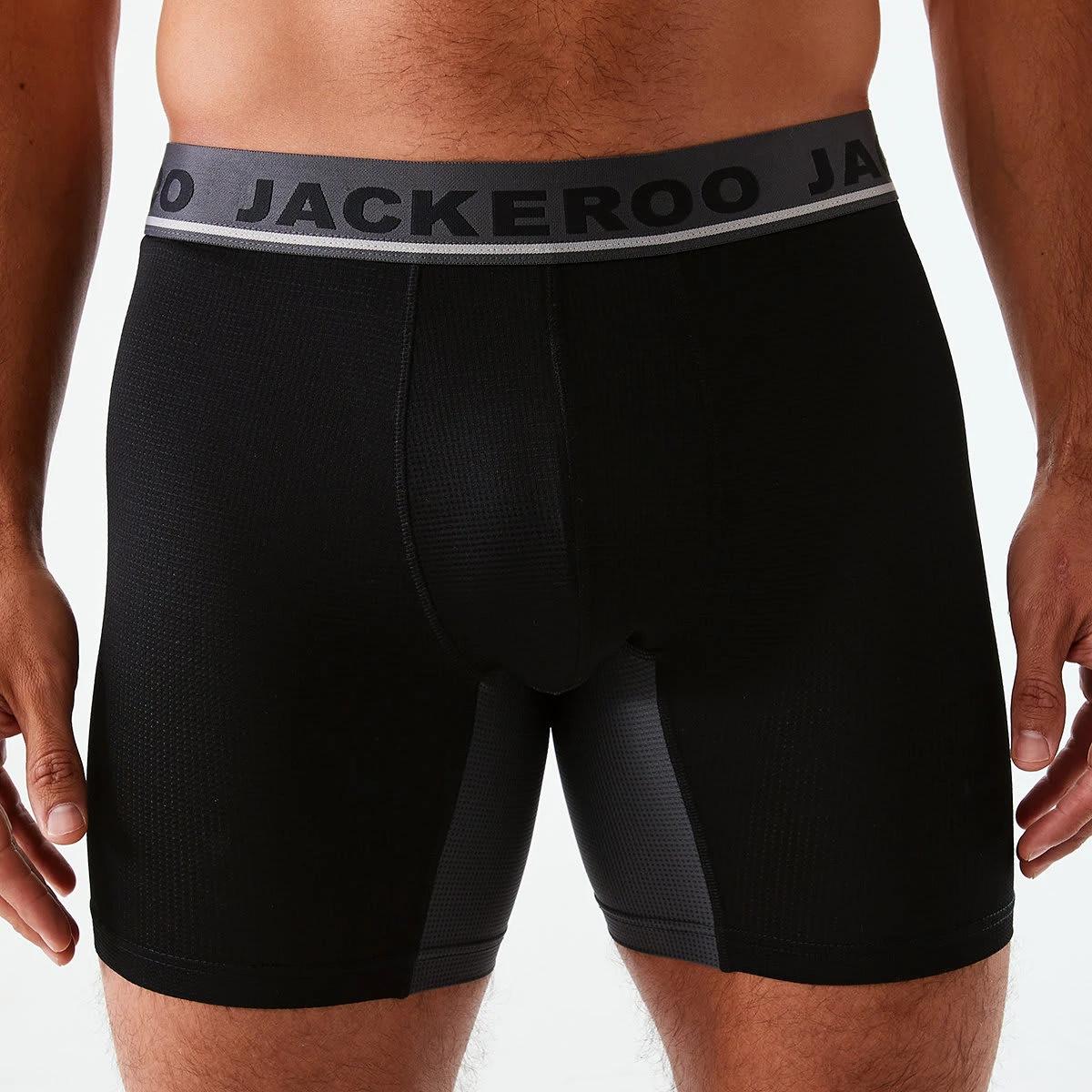2 3 Pack Jackeroo Mid Length Mesh Trunks BLACK, 2 of 8