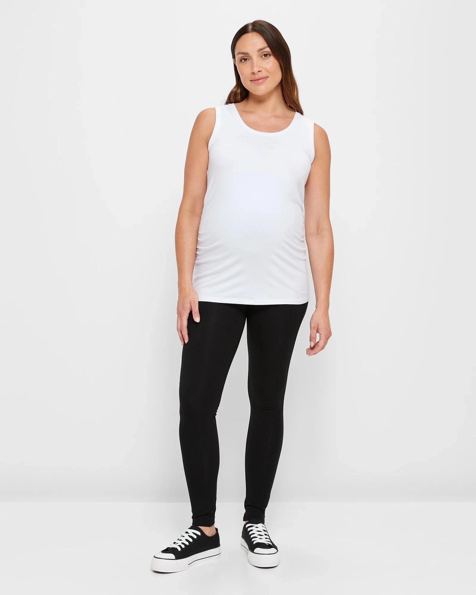 2 Target Maternity Australian Cotton Over The Belly Leggings BLACK, 2 of 5
