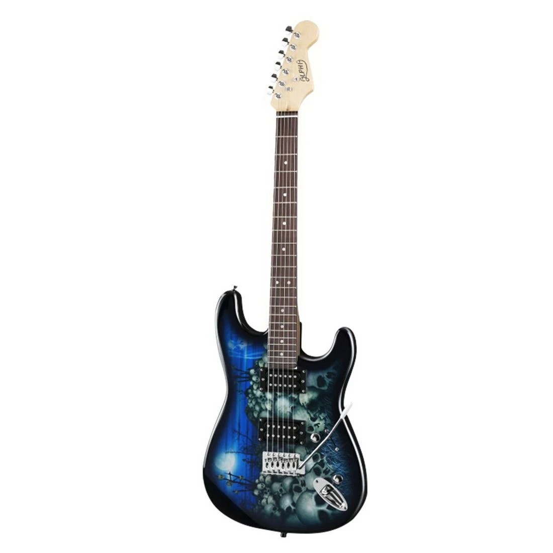 3 Alpha 41 Inch Electirc Guitar Humbucker Pickup Switch Full Size Skull Pattern - Blue, 3 of 6