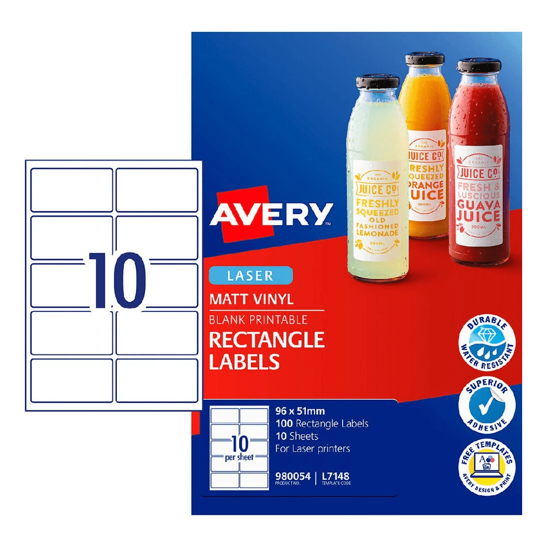 1 Avery 10UP Laser Durable Rectangle White 10 Sheets, 1 of 6