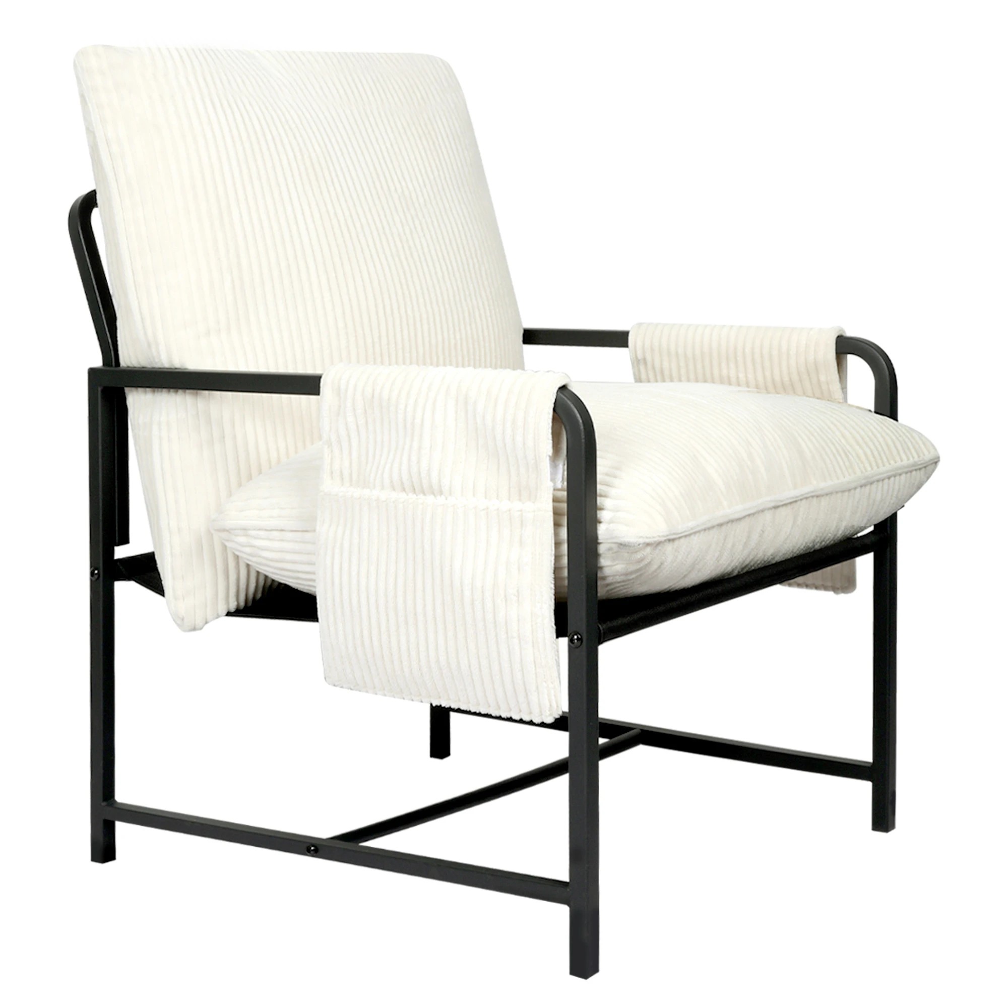 2 Levede Levede Metal Accent Armchair - Beige, 2 of 6