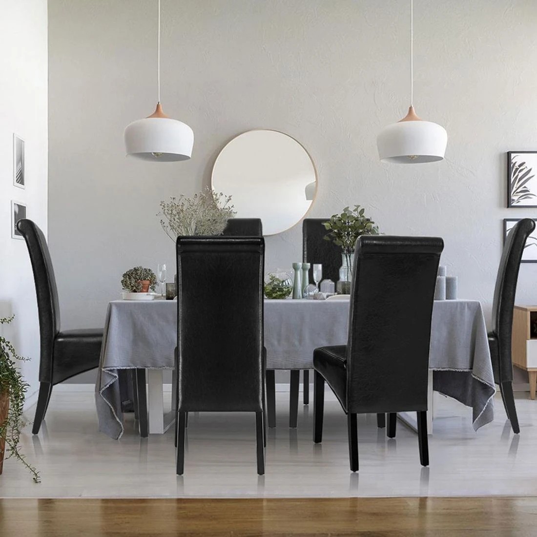 3 Artiss Dining Chairs Set of 4 Leather Parsons Chair - Black, 3 of 5