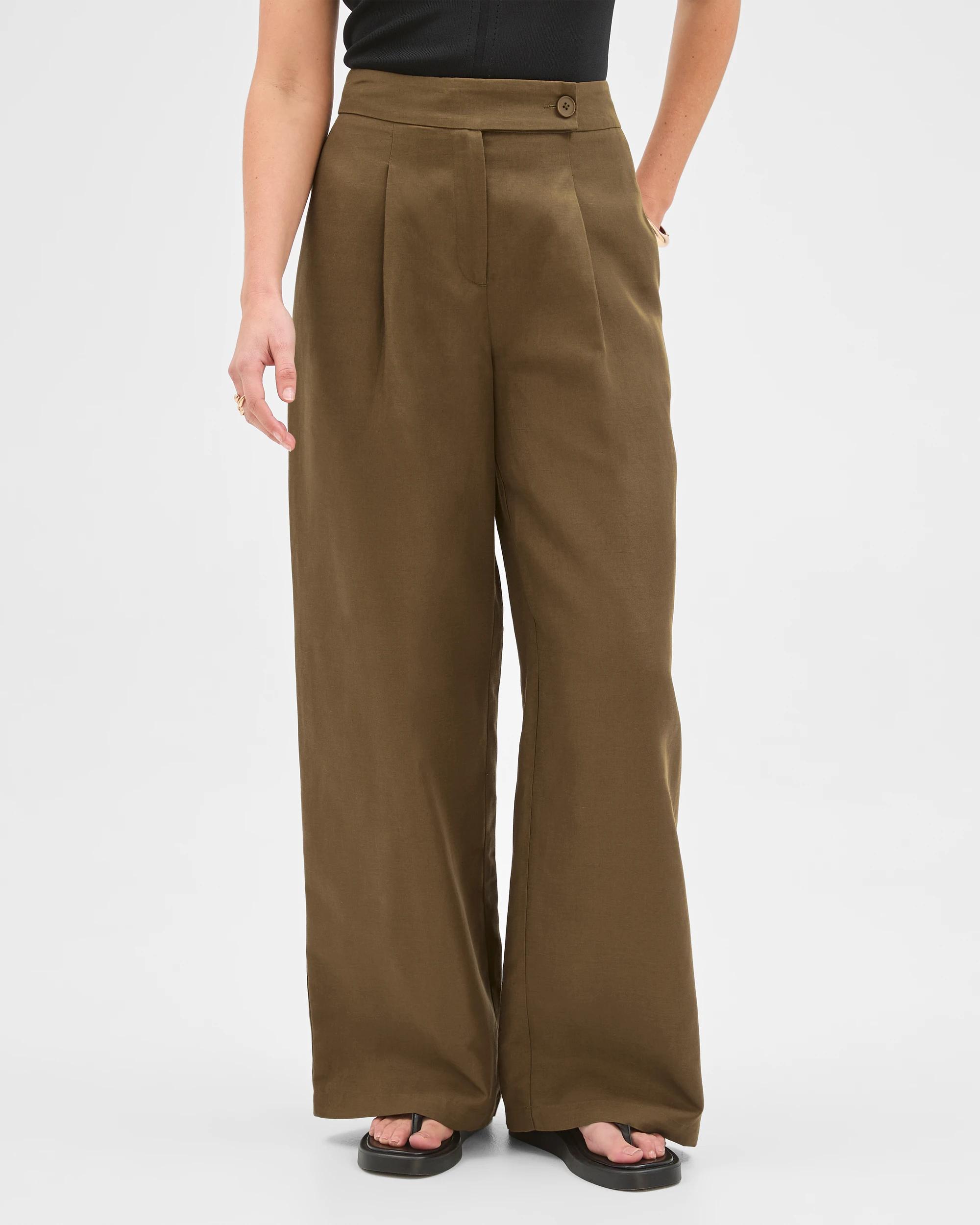 4 Preview Harper Tailored Ultra Wide Leg Pants KHAKI OLIVE, 4 of 7