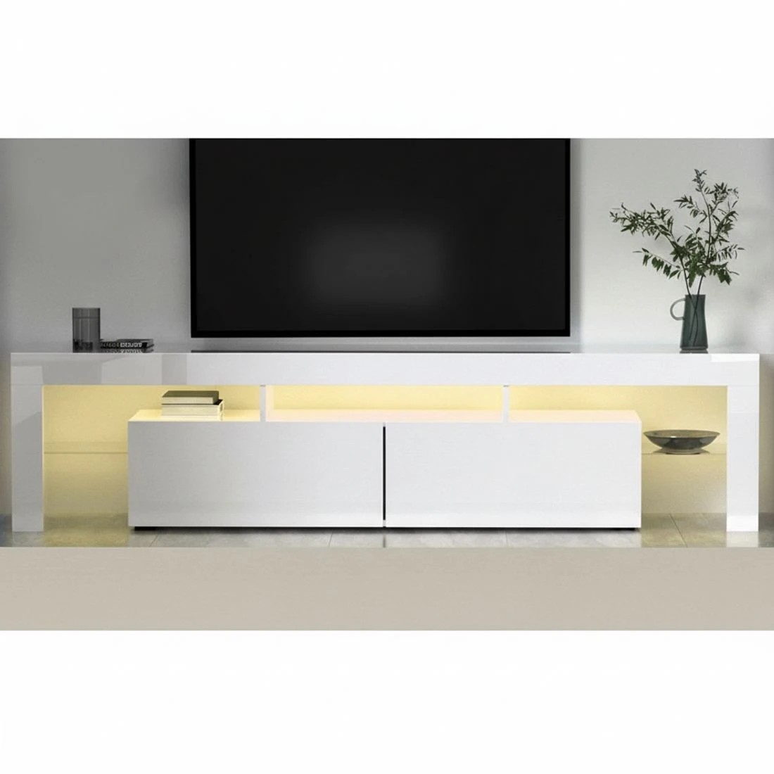 6 Artiss Entertainment Unit TV Cabinet LED 189cm - White, 6 of 8