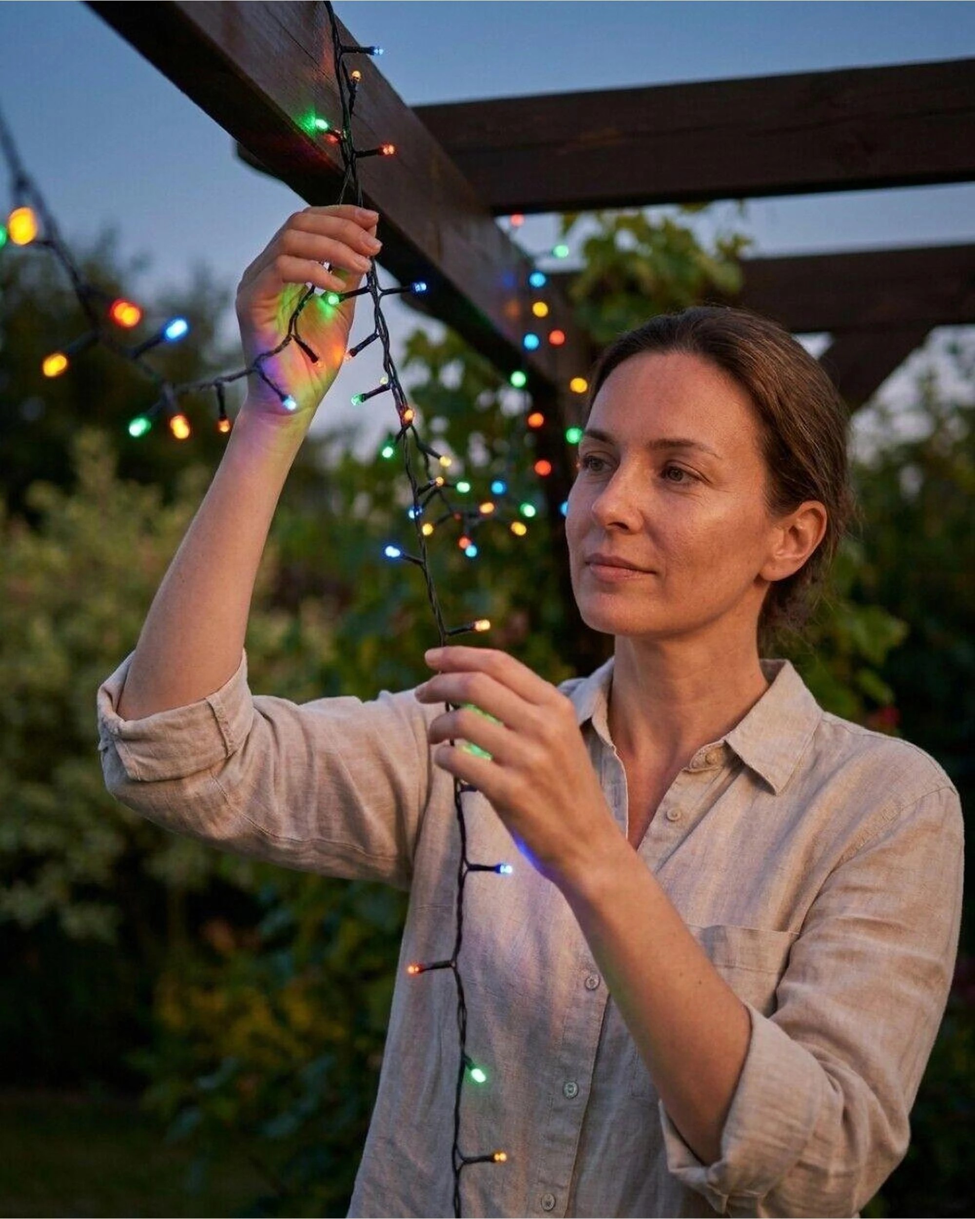 Christmas Warehouse 200 Multi Colour LED Solar String Fairy Lights 8 ...