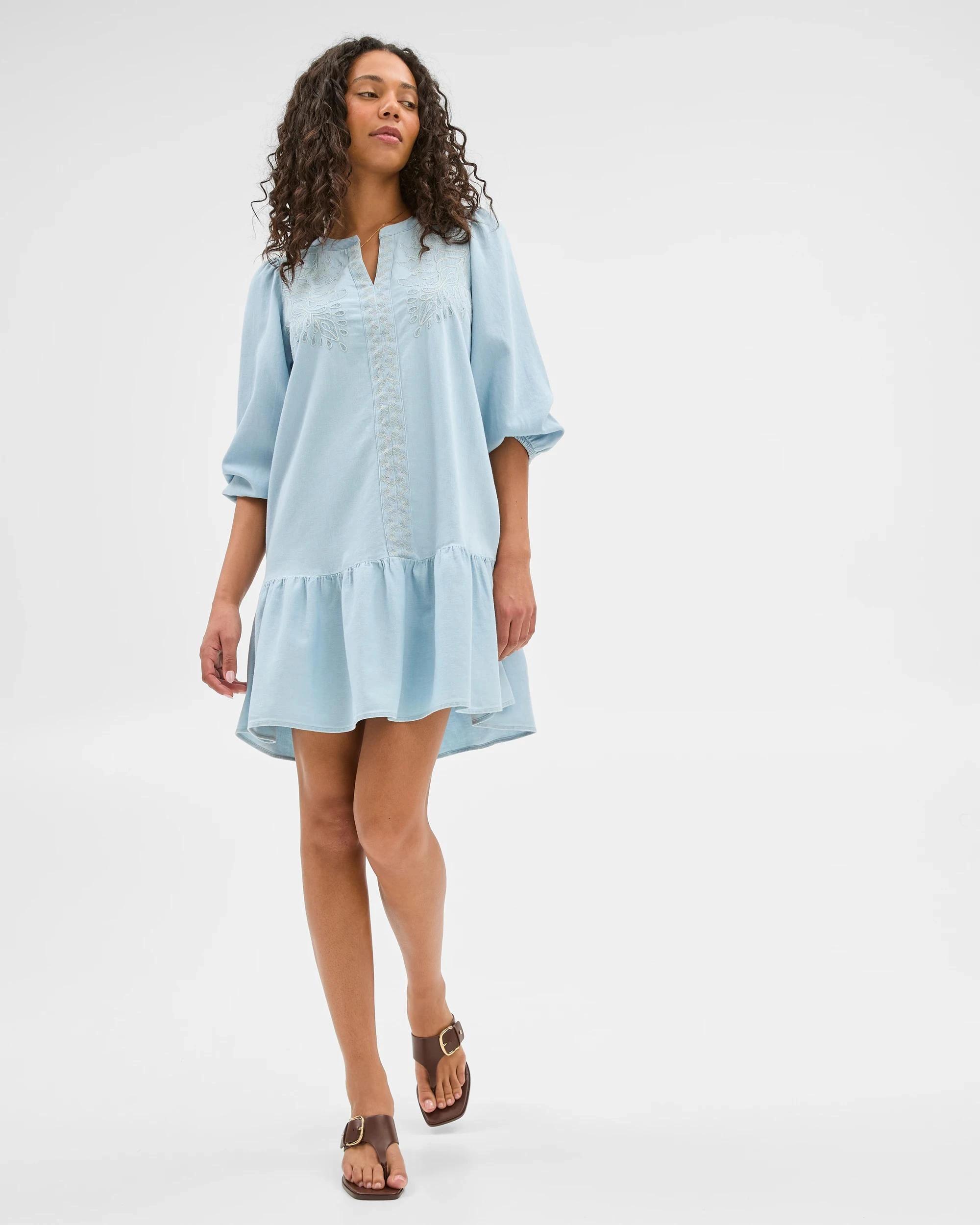 2 Target Woman Embroidered Mini Dress CHAMBRAY, 2 of 5