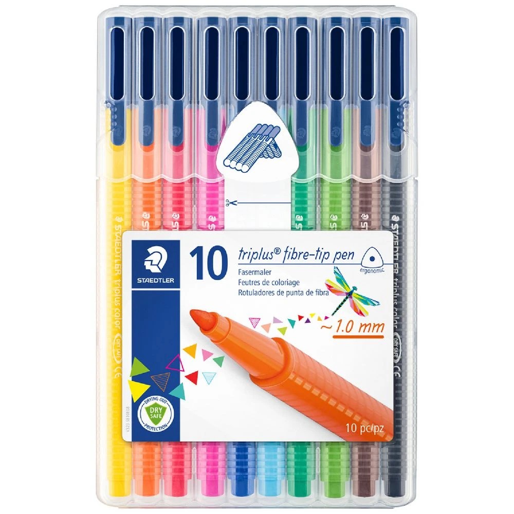 1 Staedtler Triplus Triangular Coloured Fibre Markers 10 Pack, 1 of 9
