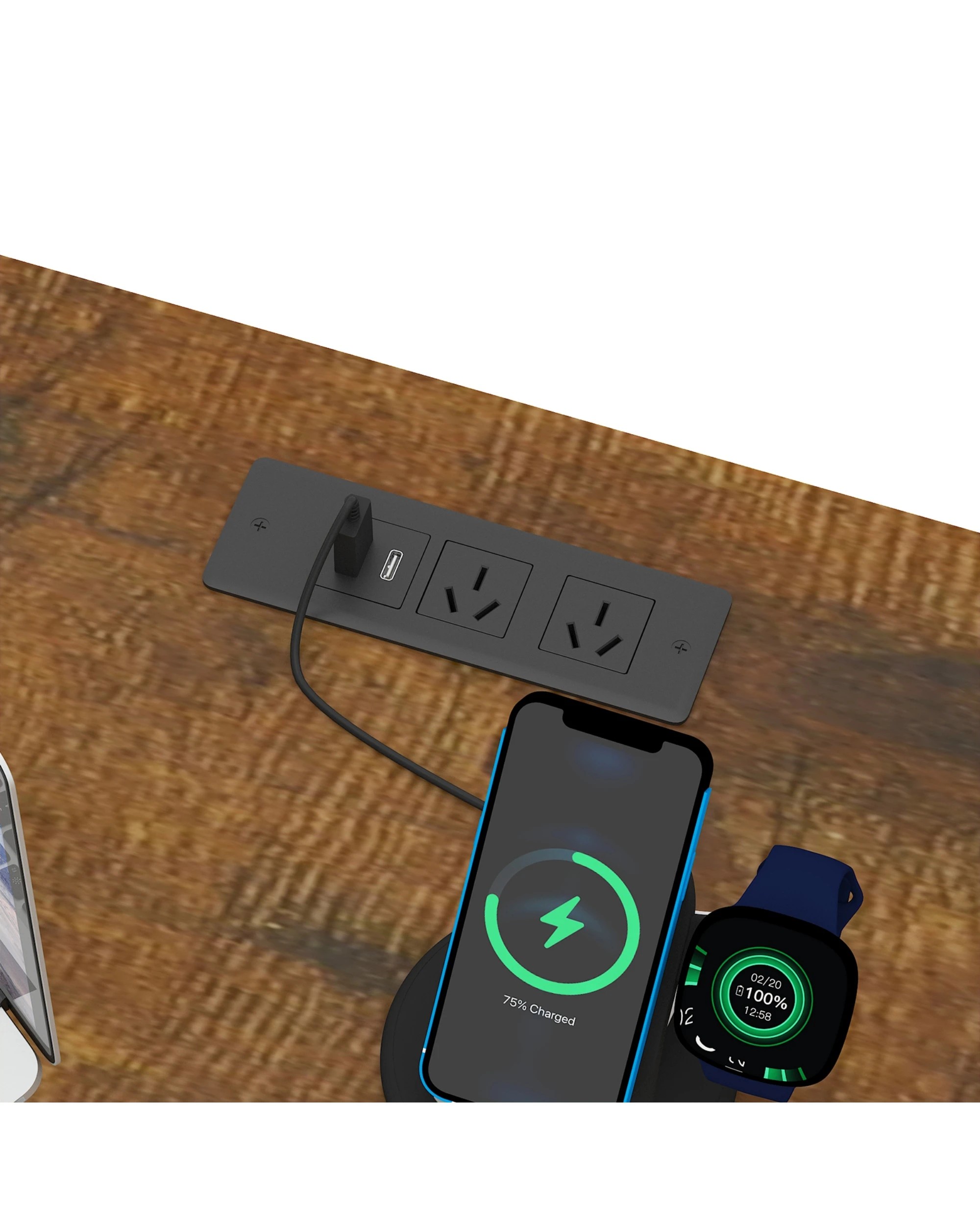 9 Advwin 236cm 2 Person LED Gaming  Computer Desks w/ Power Outlets - Brown, 9 of 9