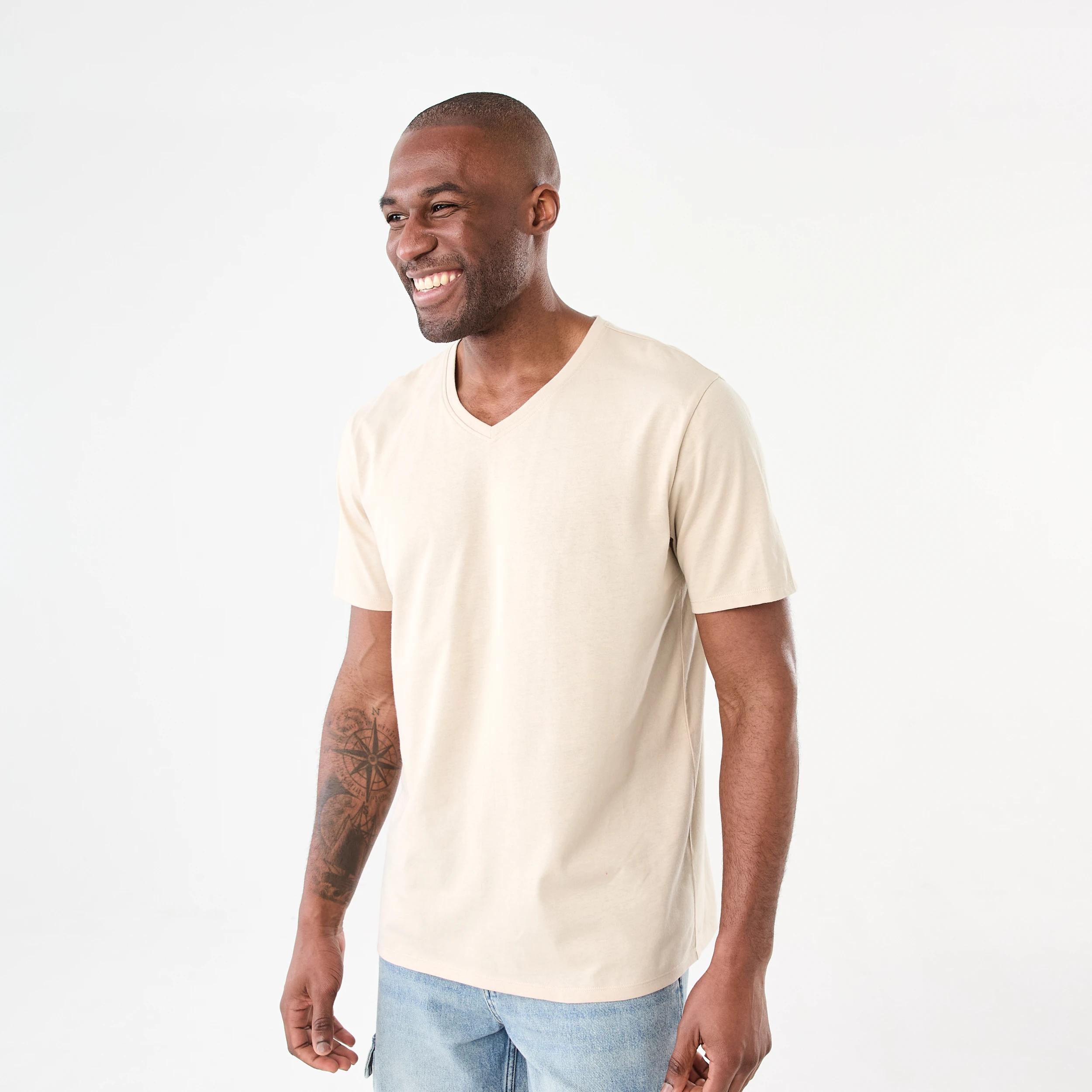 2 Plain V-Neck T-shirt Bge Ntrl, 2 of 5