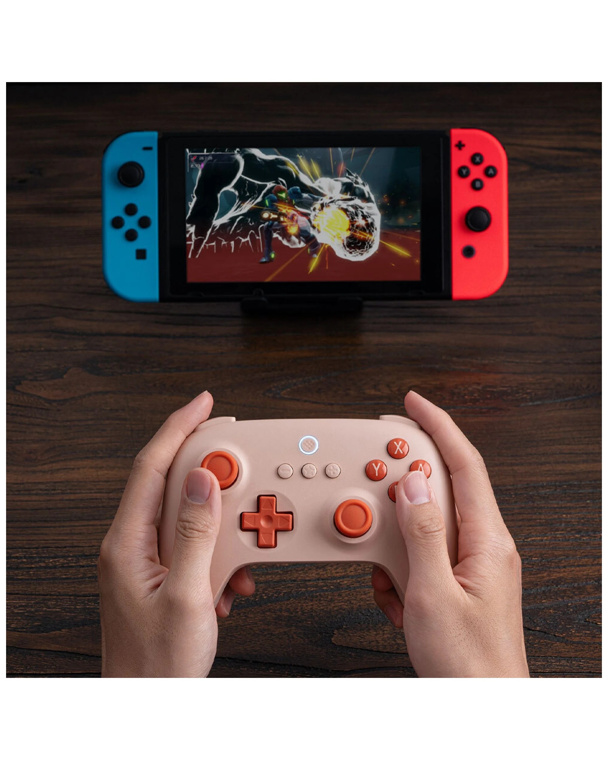 4 8bitdo Bluetooth Wireless Switch Controller Orange Edition Ultimate C Model - Ergonomic Design - Orange, 4 of 5