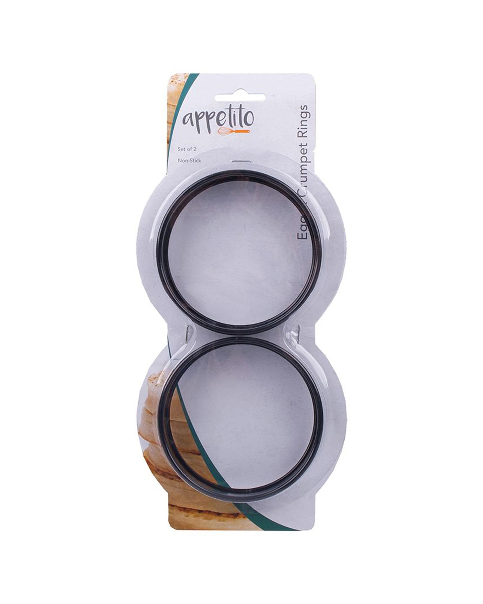 3 Appetito Egg & Crumpet Rings Set Of 2 Non-Stick Cooking Kitchen Tool - Black, 3 of 3