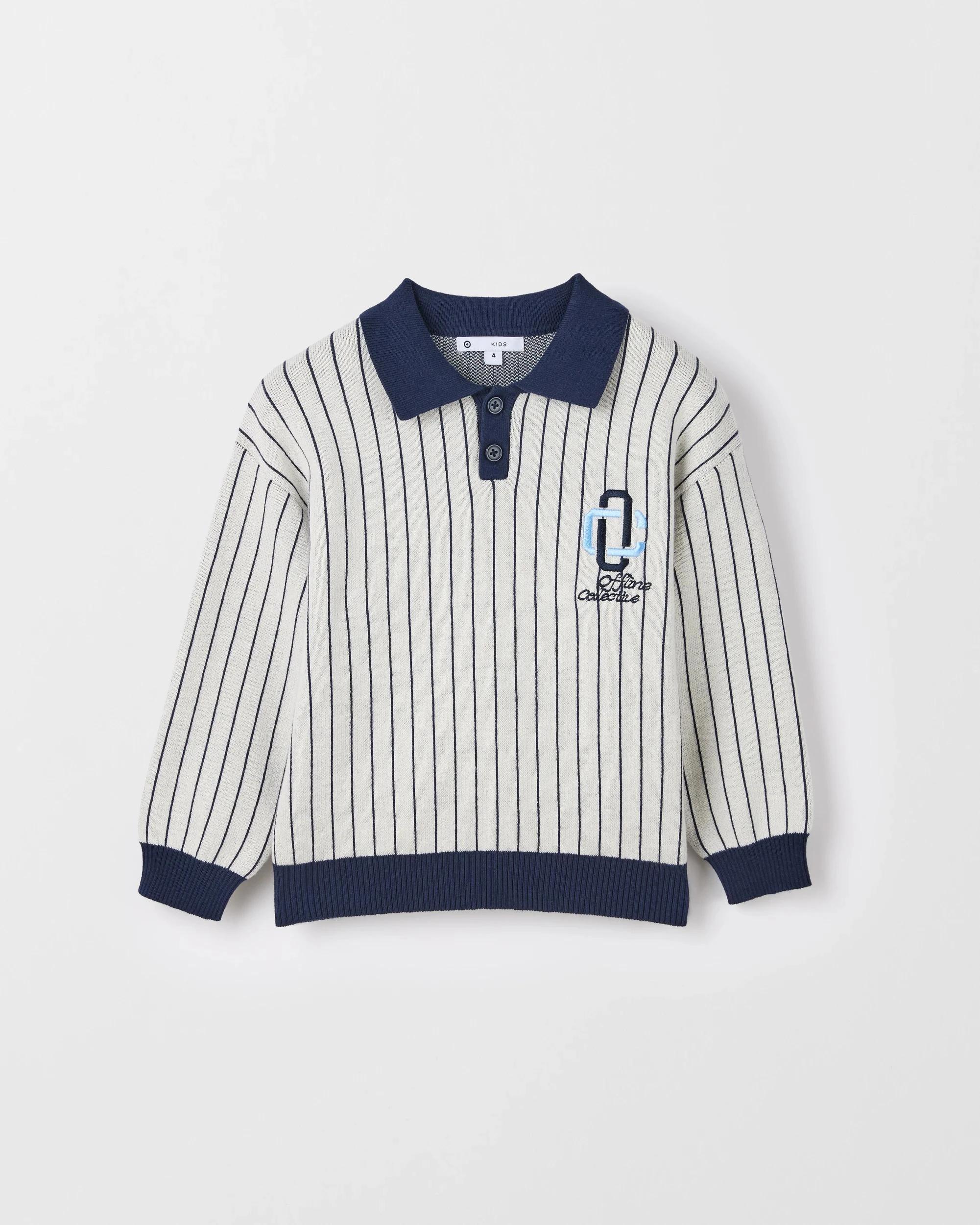 6 Target Kids Australian Cotton Lightweight Long Sleeve Knit Polo Top WHITE, 6 of 7