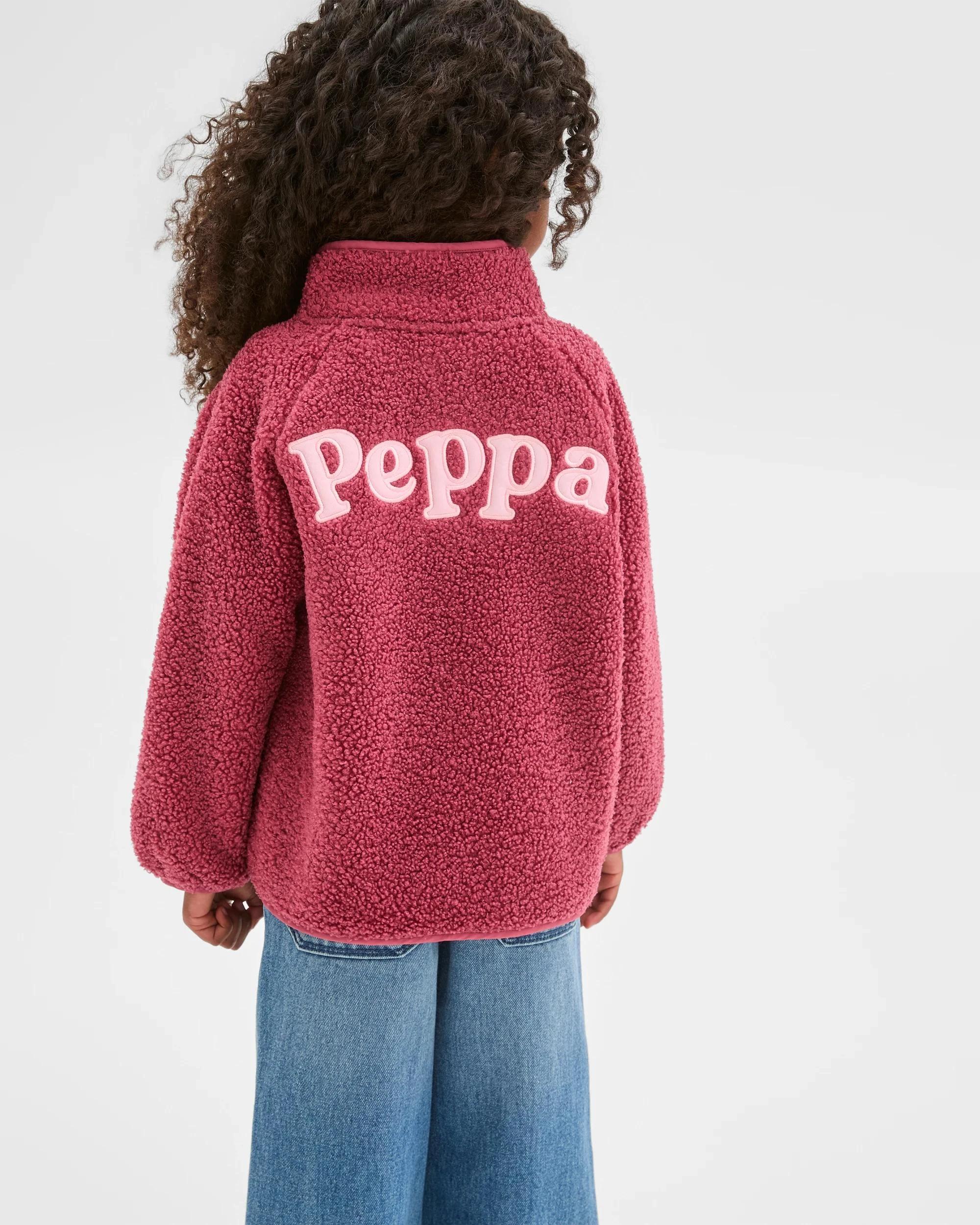 4 Peppa Pig Teddy Fleece Embroidered Jacket PINK, 4 of 8