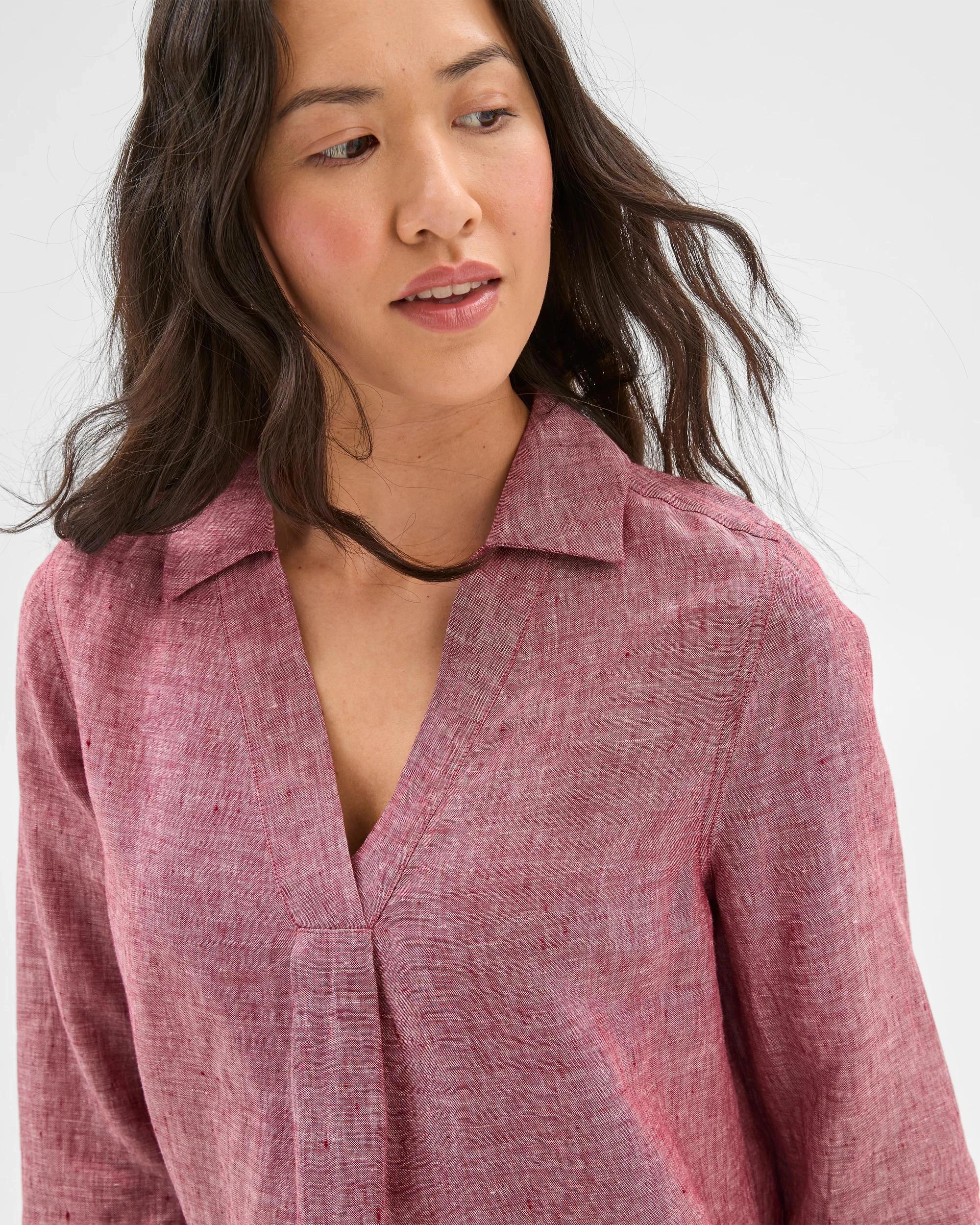 4 Target Woman European Linen 3/4 Sleeve Popover Shirt RHUBARB X-DYE, 4 of 6