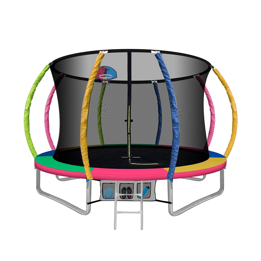 1 Everfit 10FT Trampoline for Kids w/ Ladder Enclosure Safety Net Rebounder - Multi, 1 of 7