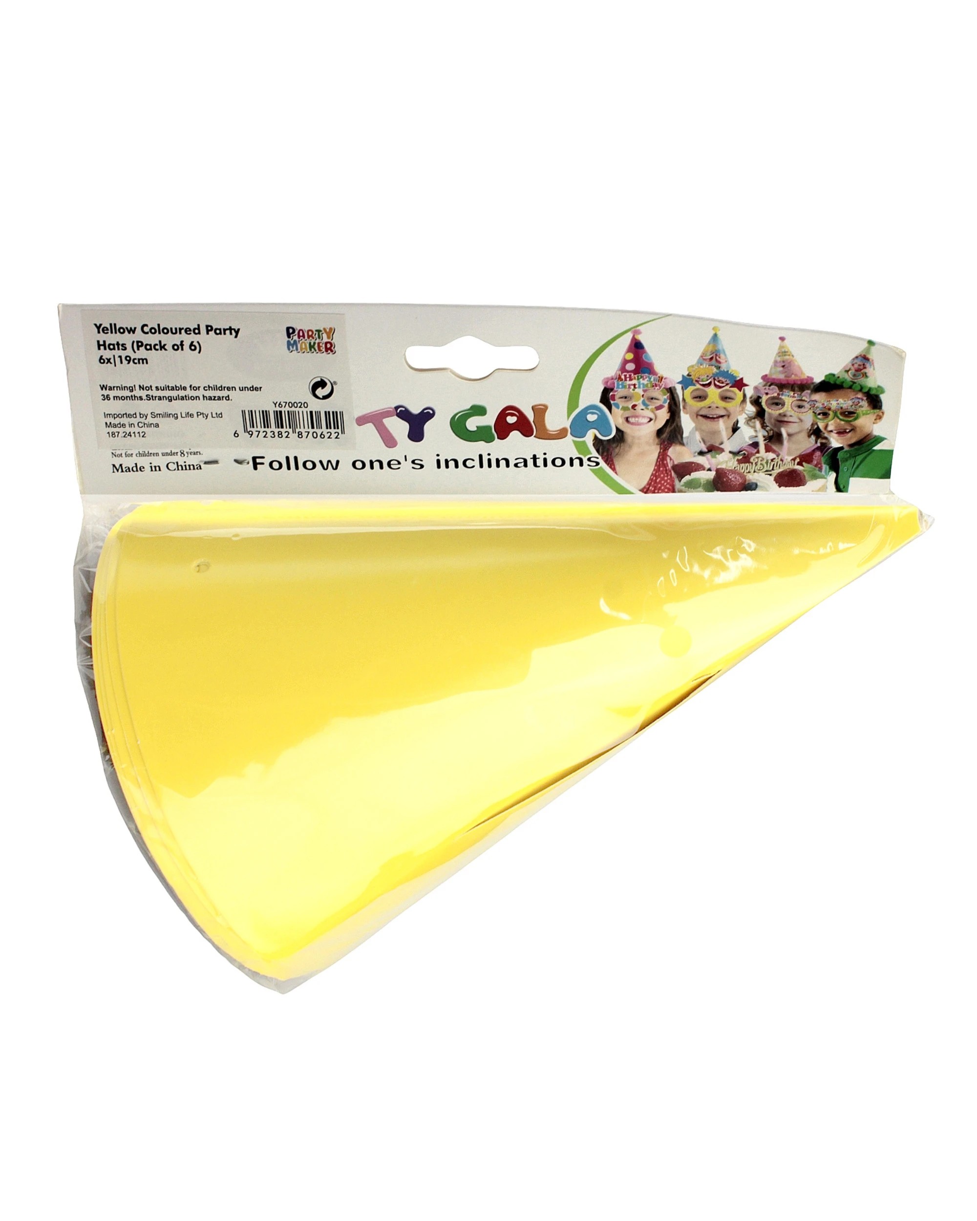 3 Partyrama Coloured Party Hats Pack of 6 - Yellow, 3 of 3