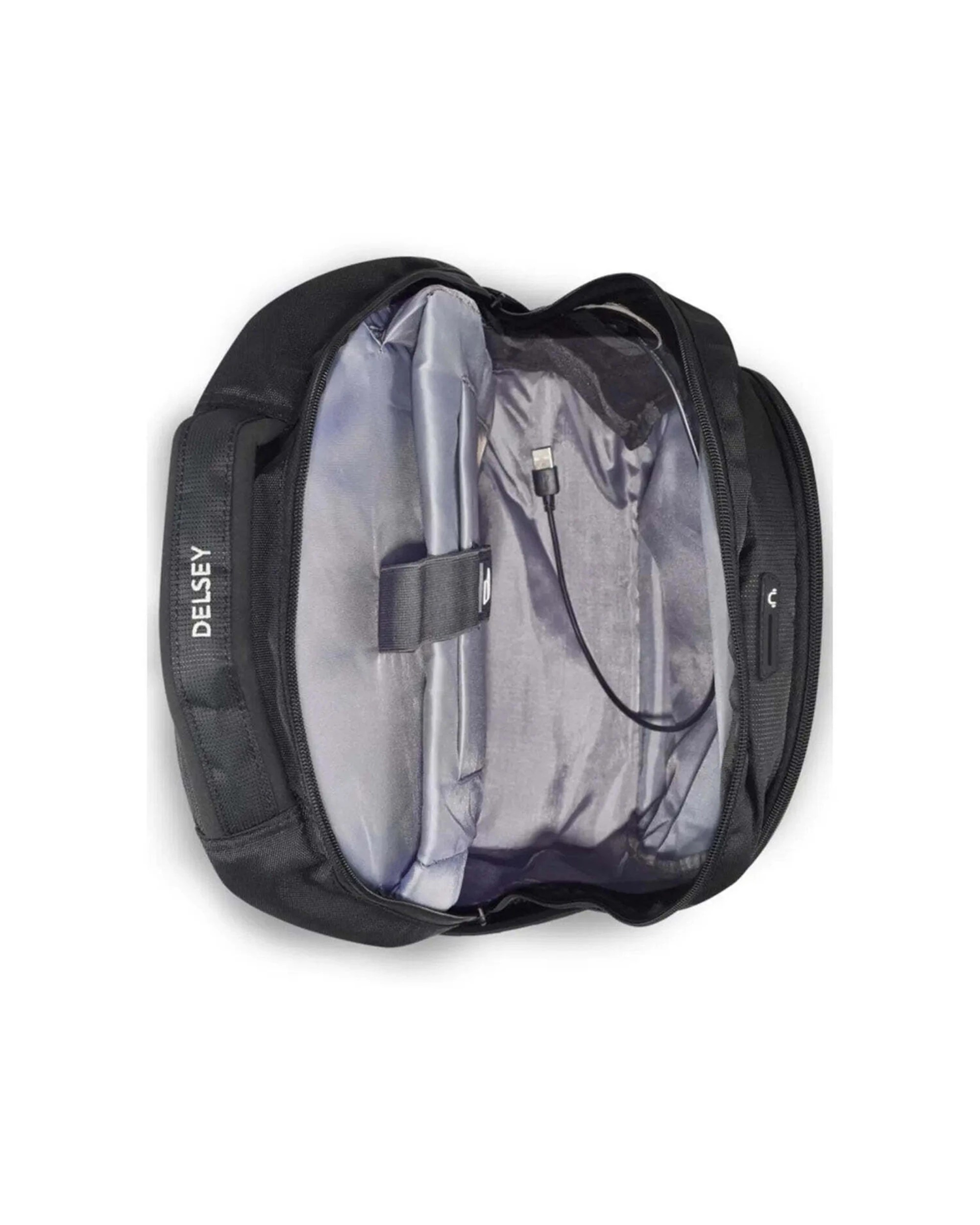 3 Delsey Luggage Navigator 15.6in Laptop Backpack USB Port Trolley Compatible Polyester - Black, 3 of 7