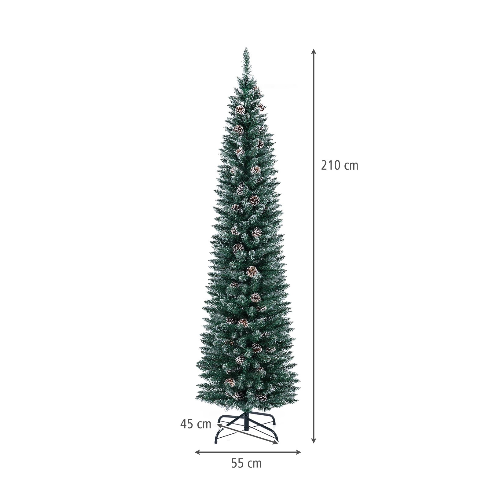 2 Costway 2.1M/7FT Artificial Christmas Tree w/41 Pine Cones Pencil Xmas Tree, 2 of 8