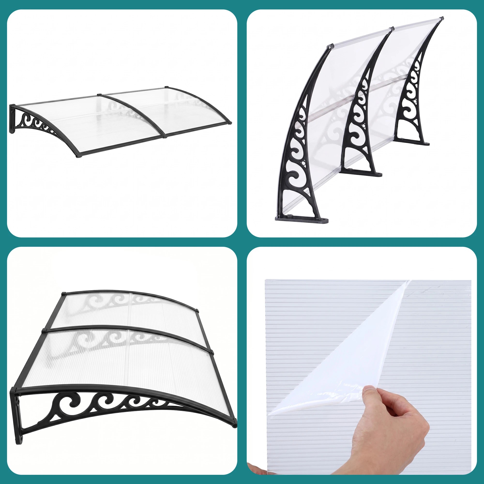 9 Instahut Window Door Awning 0.8mx2m - Clear, 9 of 10