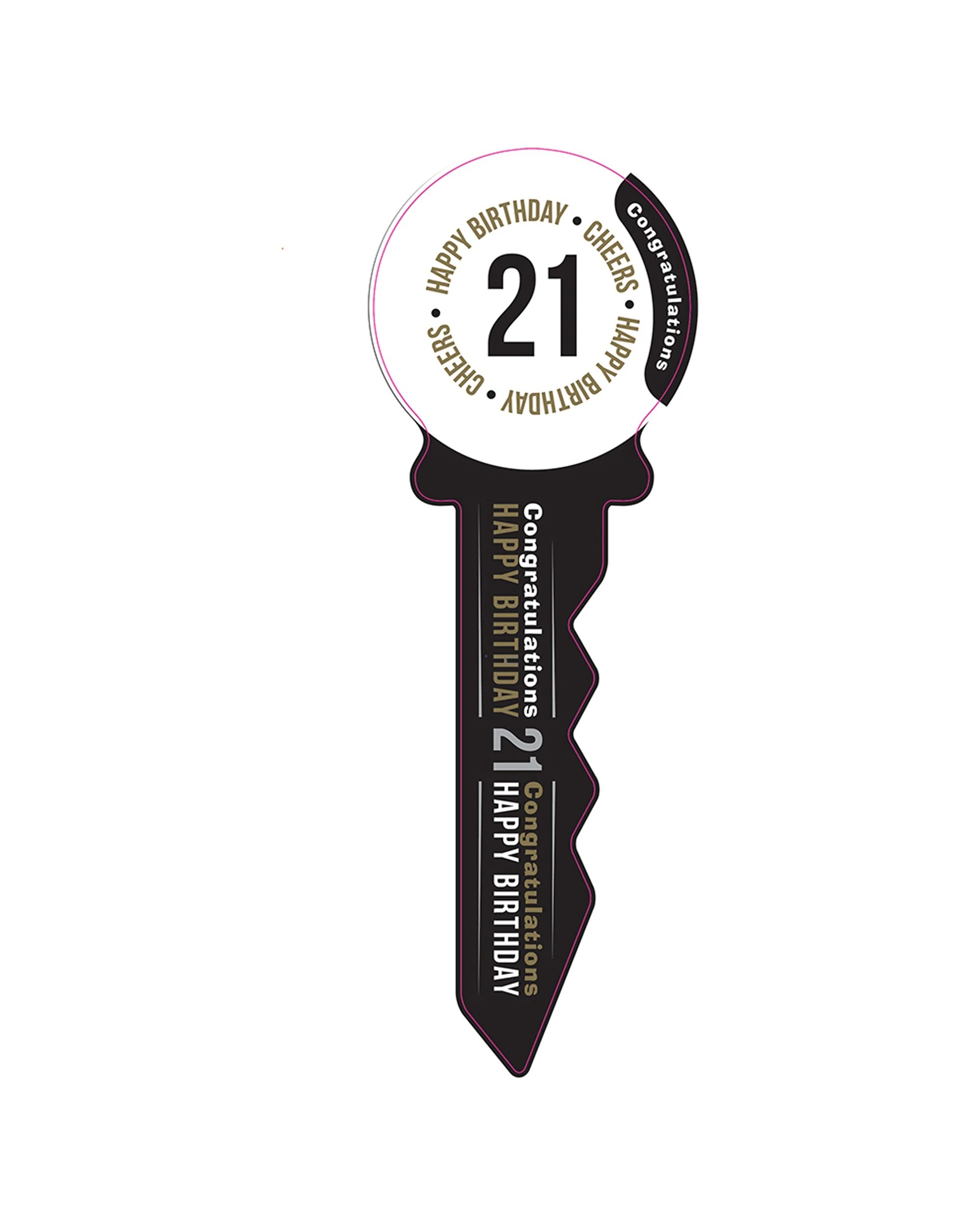3 Small 21st Birthday Key Black Gold Novelty Birthday Party Statue Decor Display - Black, 3 of 3