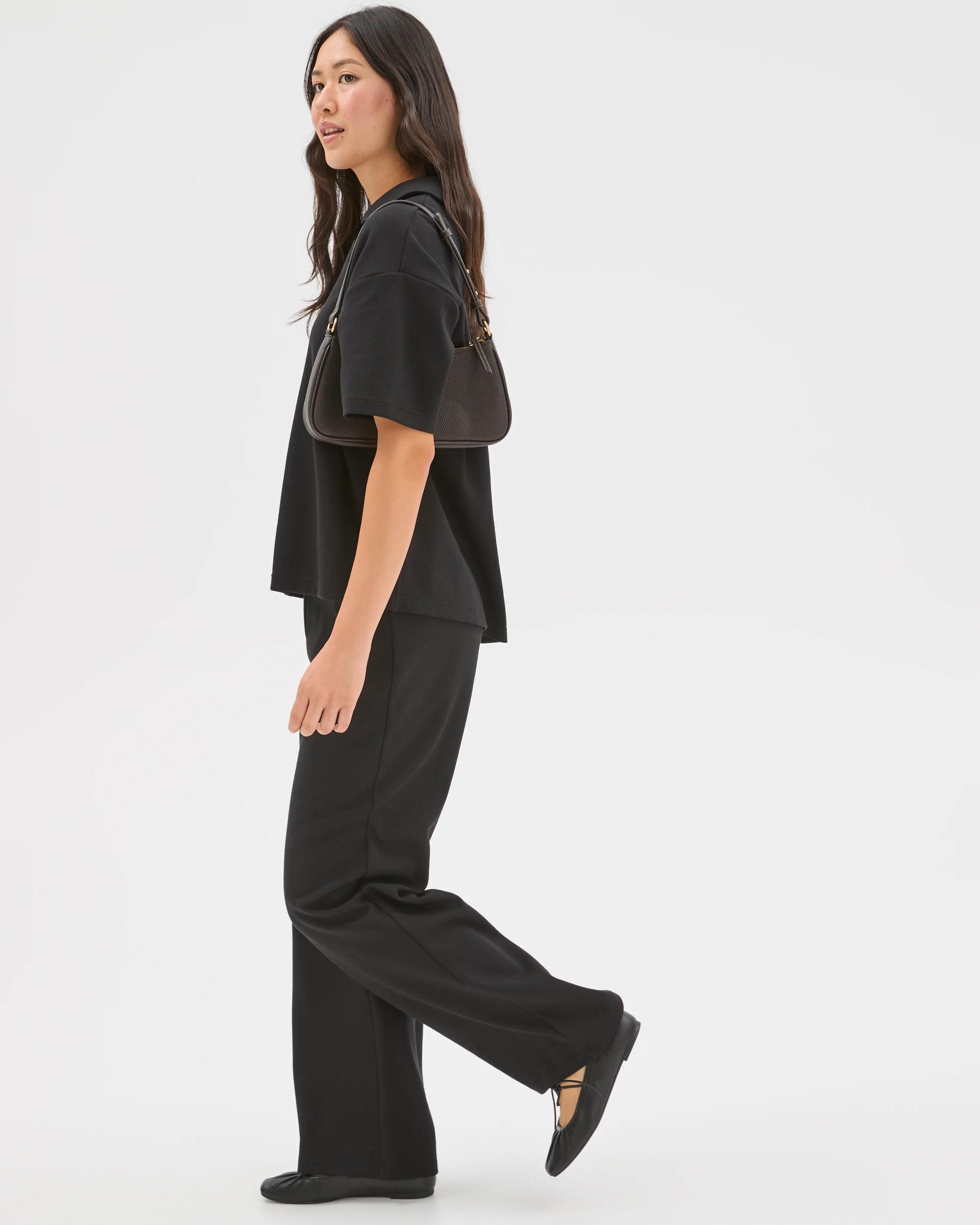 2 Target Woman Australian Cotton Blend Wide Leg Interlock Pants BLACK, 2 of 7