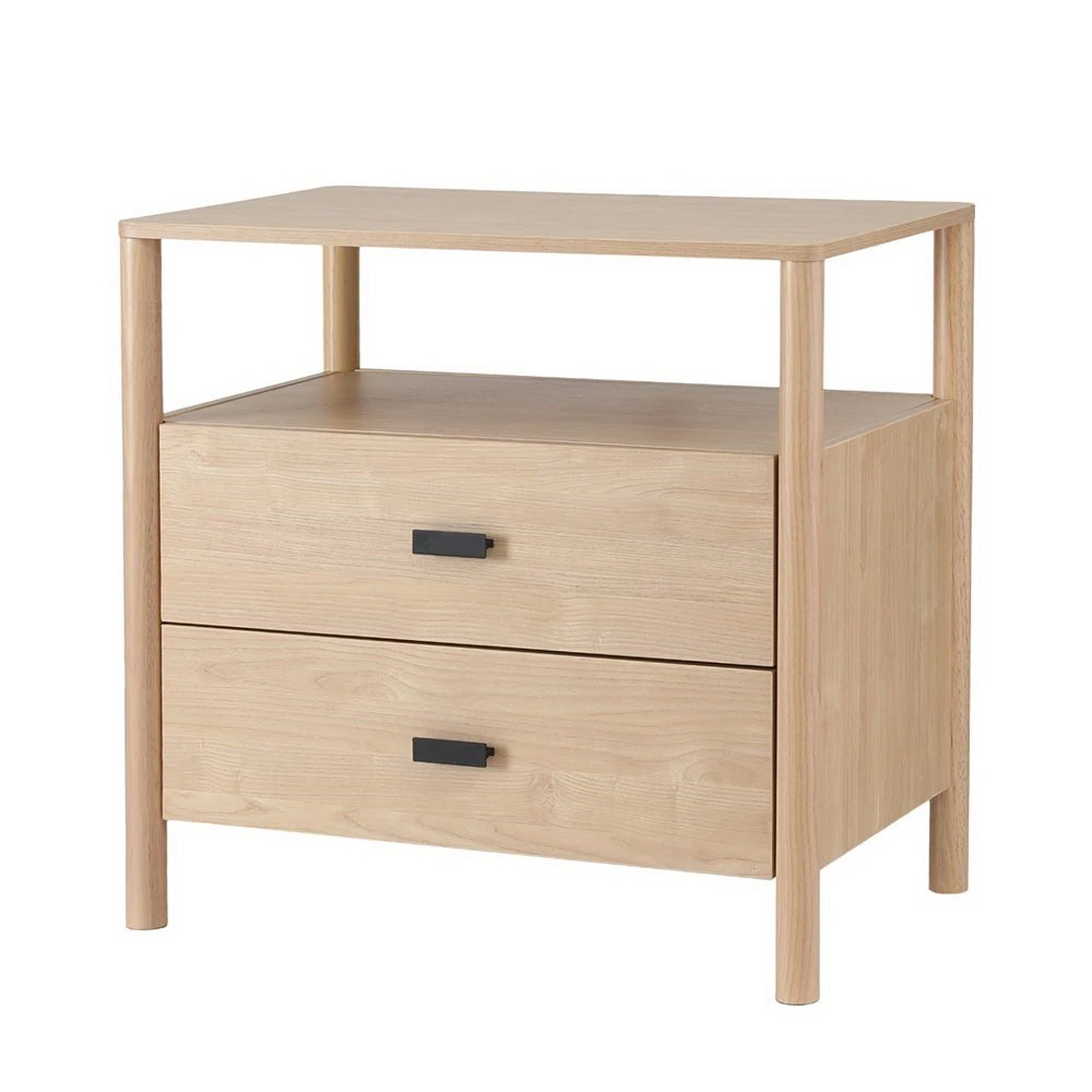 1 Artiss Bedside Table Nightstand 2 Drawers - Natural, 1 of 4