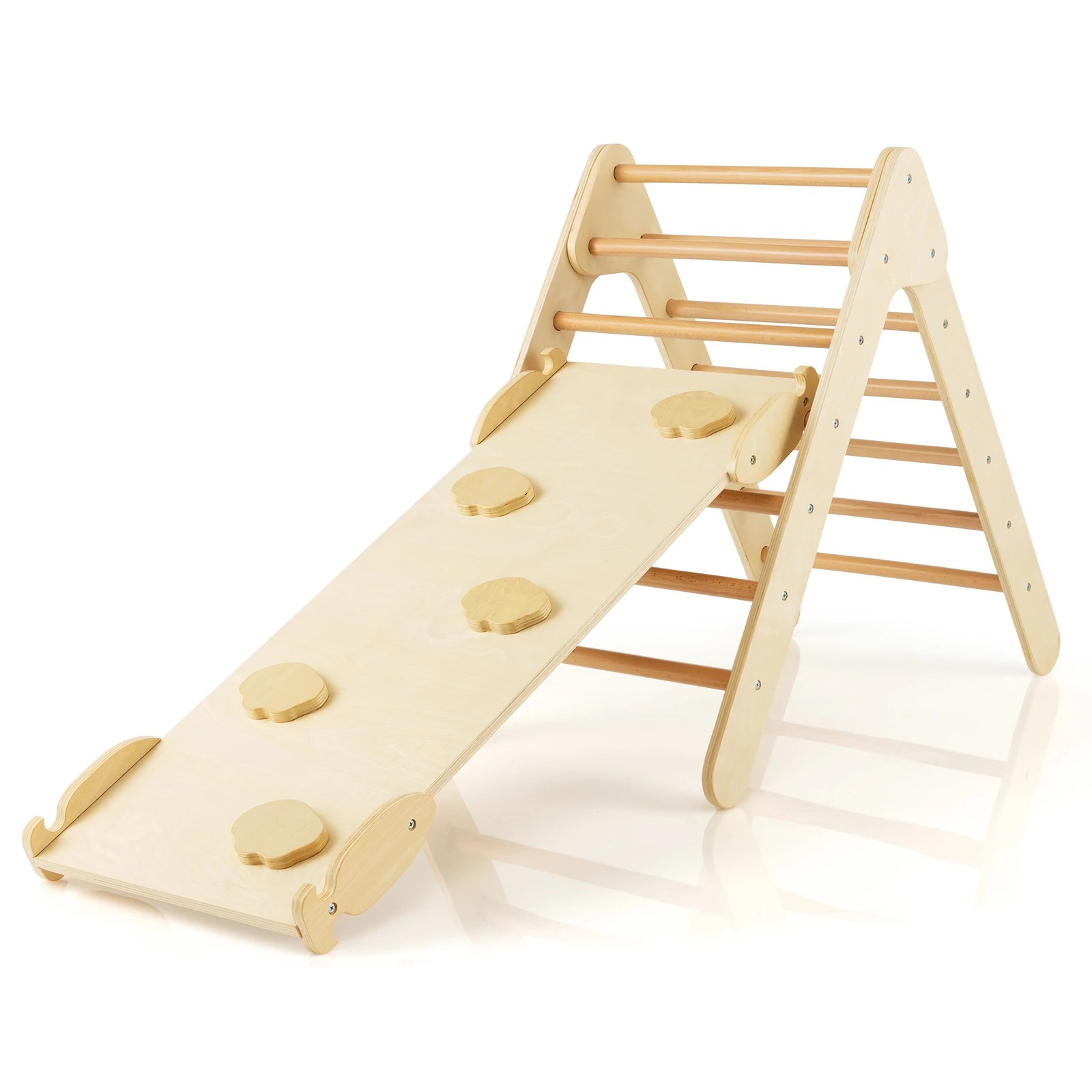 1 Costway Climb Playset Wood Climbing Frmae Slide Set, 1 of 4