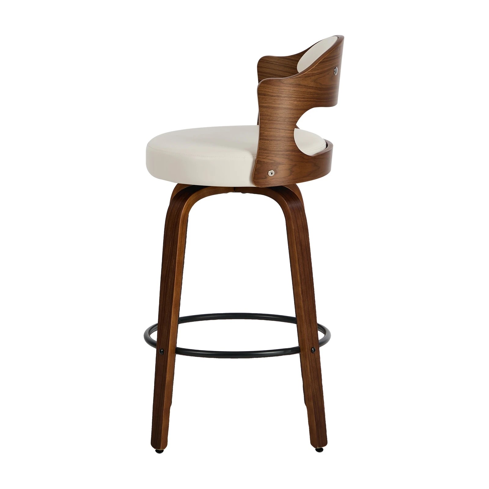 7 Oikiture 2x Bar Stools Kitchen Swivel Counter Chair Shell Leather - White, 7 of 8