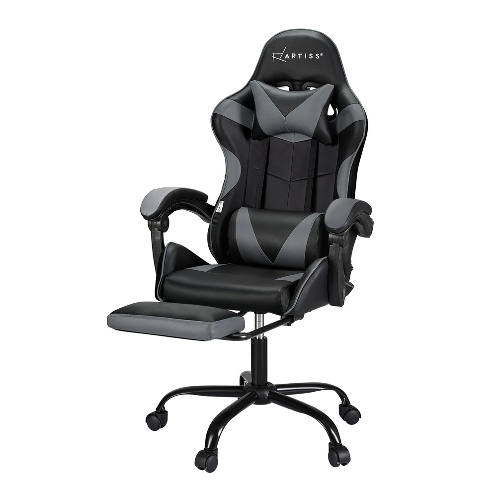 1 Artiss 2 Point Massage Gaming Office Chair Footrest - Multi, 1 of 5