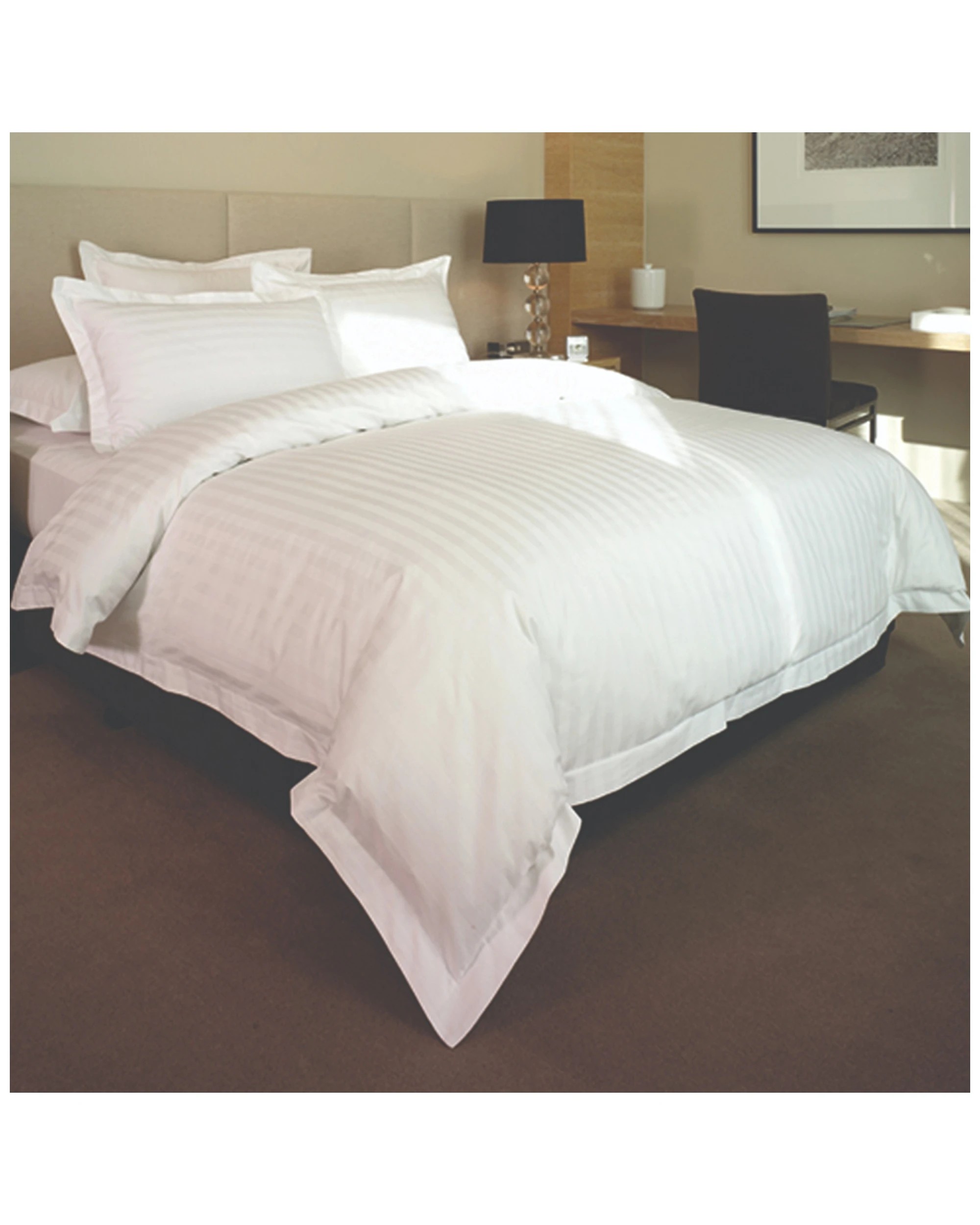 1 Jason Commercial King Single Bed Satin Stripe Quilt Cover Set 160x210cm
 - White, 1 of 3