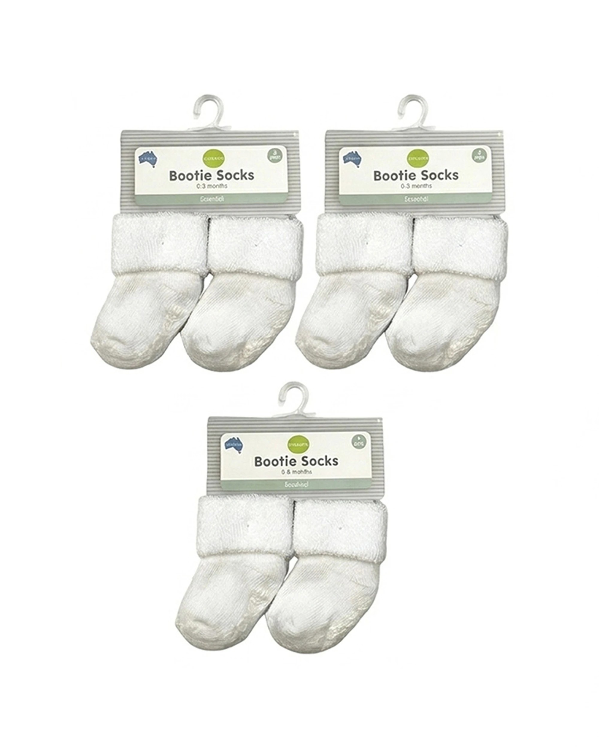 1 Newborn Bootie Socks Value Bundle - White, 1 of 3