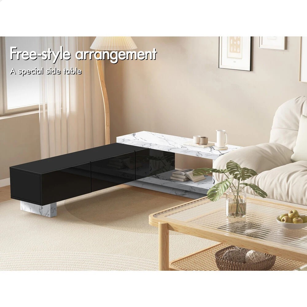 4 Alfordson 190-280cm Extendable Entertainment Unit TV Stand Cabinet Drawer - Marble Black, 4 of 9