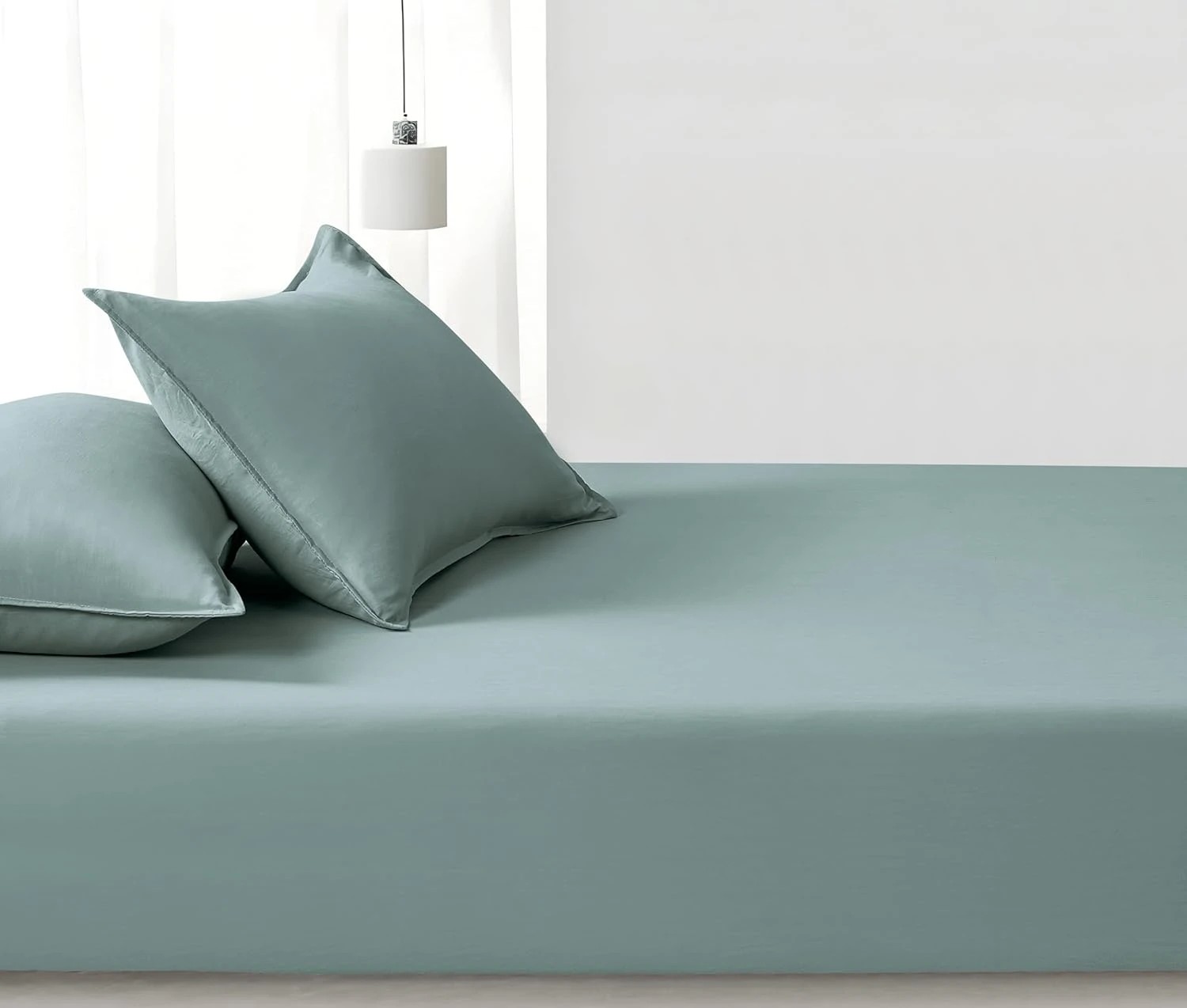 3 CleverPolly 100% Vintage Washed Microfibre Fitted Sheet Set - Seafoam - Double Bed, 3 of 5