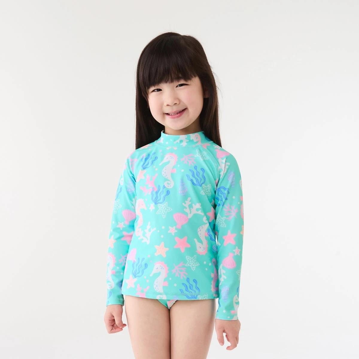 1 2 Piece Long Sleeve Rash Swim Set OCEAN TREASURES ARUBA BLUE, 1 of 10